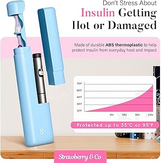 STRAWBERRY & CO Insulin Cooler Travel Case - Built-in Sharps Dispenser & Temperature-Control Organizer- TSA Approved Diabetic Pen Storage for Ozempic, Insulin Pens & Needles - Compact & Leak-Proof