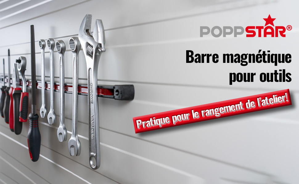 Barre Aimantée GYMAX Lot De 6 Barres Magnétiques 46 CM Capacité De Charge De 10 Rangement Atelier