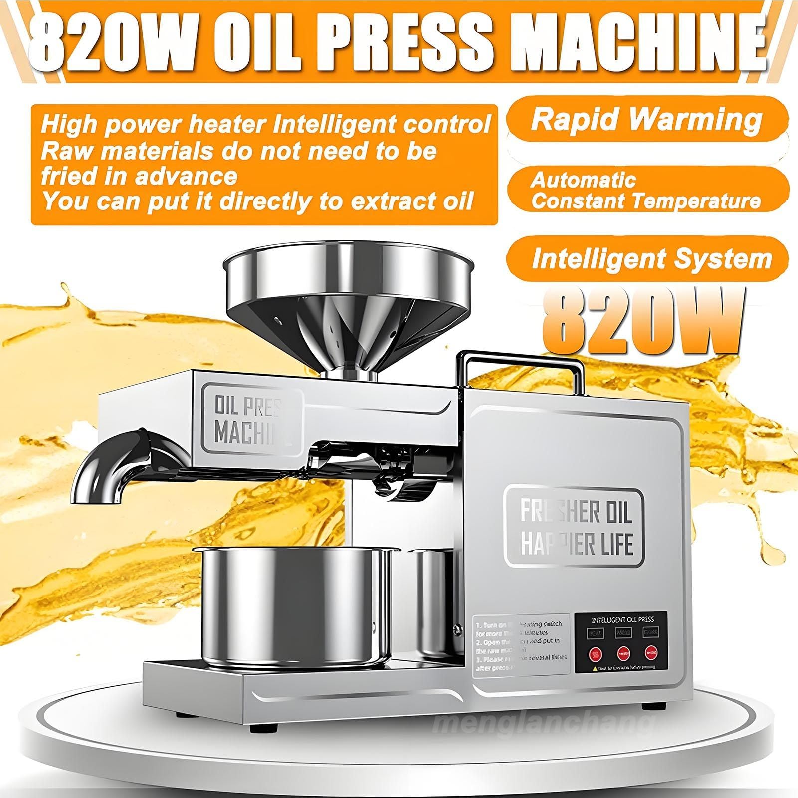 820w Digitalanzeige Haushalt KüChe-Home Commercial,Intelligente Elektrische öLpresse Aus Edelstahl,Familie öLextraktor-Gesunde öLpresse Maschine FüR Sonnennkerne Erdnuss Sesam Raps