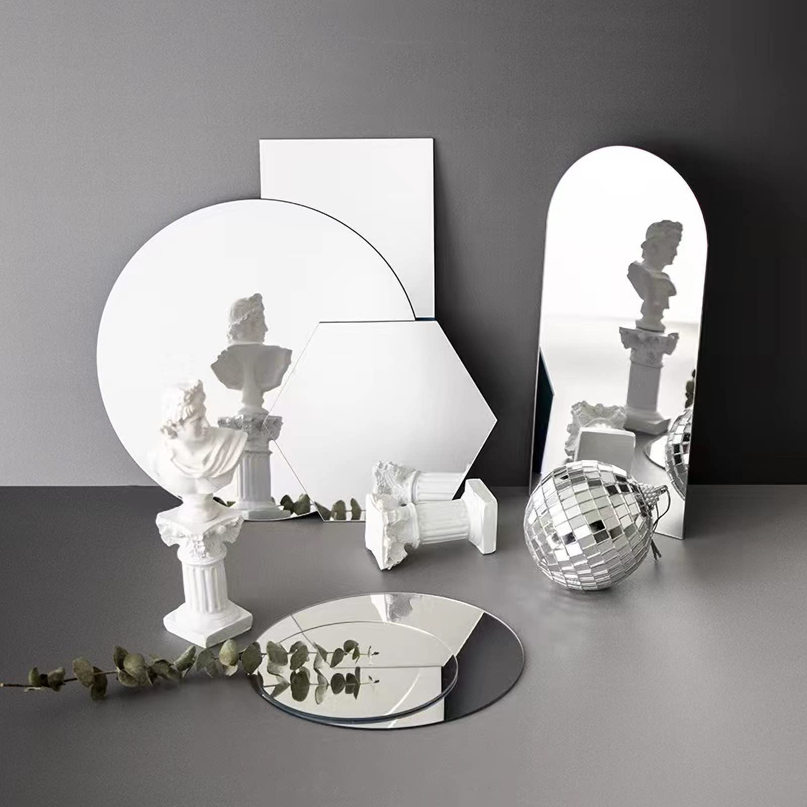 Exzycke12PCS Arcylic Reflection Mirror Product Photography Background Props Waterproof Props for Photoshoot (Silver)