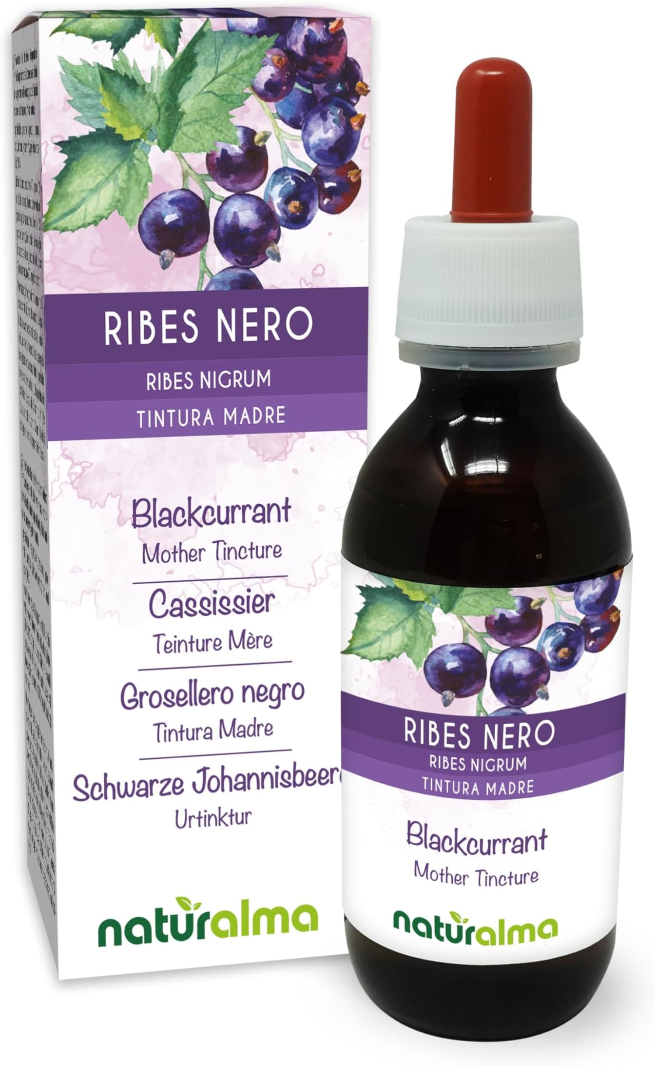 Naturalma Blackcurrant (Ribes nigrum) Leaves and Fruits Alcohol-Free Mother Tincture | Liquid Extract Drops 100 ml | Food Supplement | Vegan