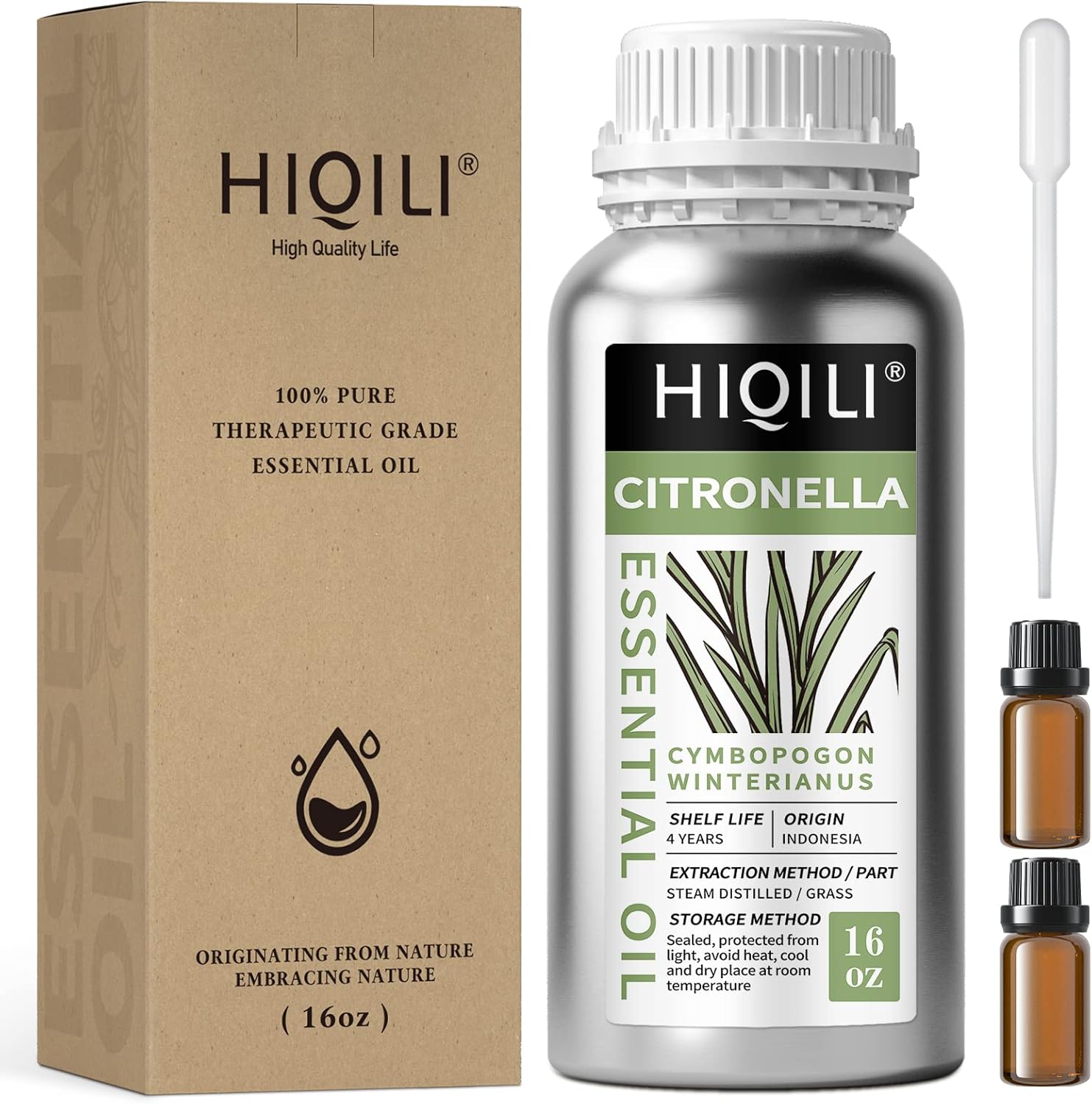 HIQILI 16 Fl Oz Citronella Oil, 100 Pure Undiluted