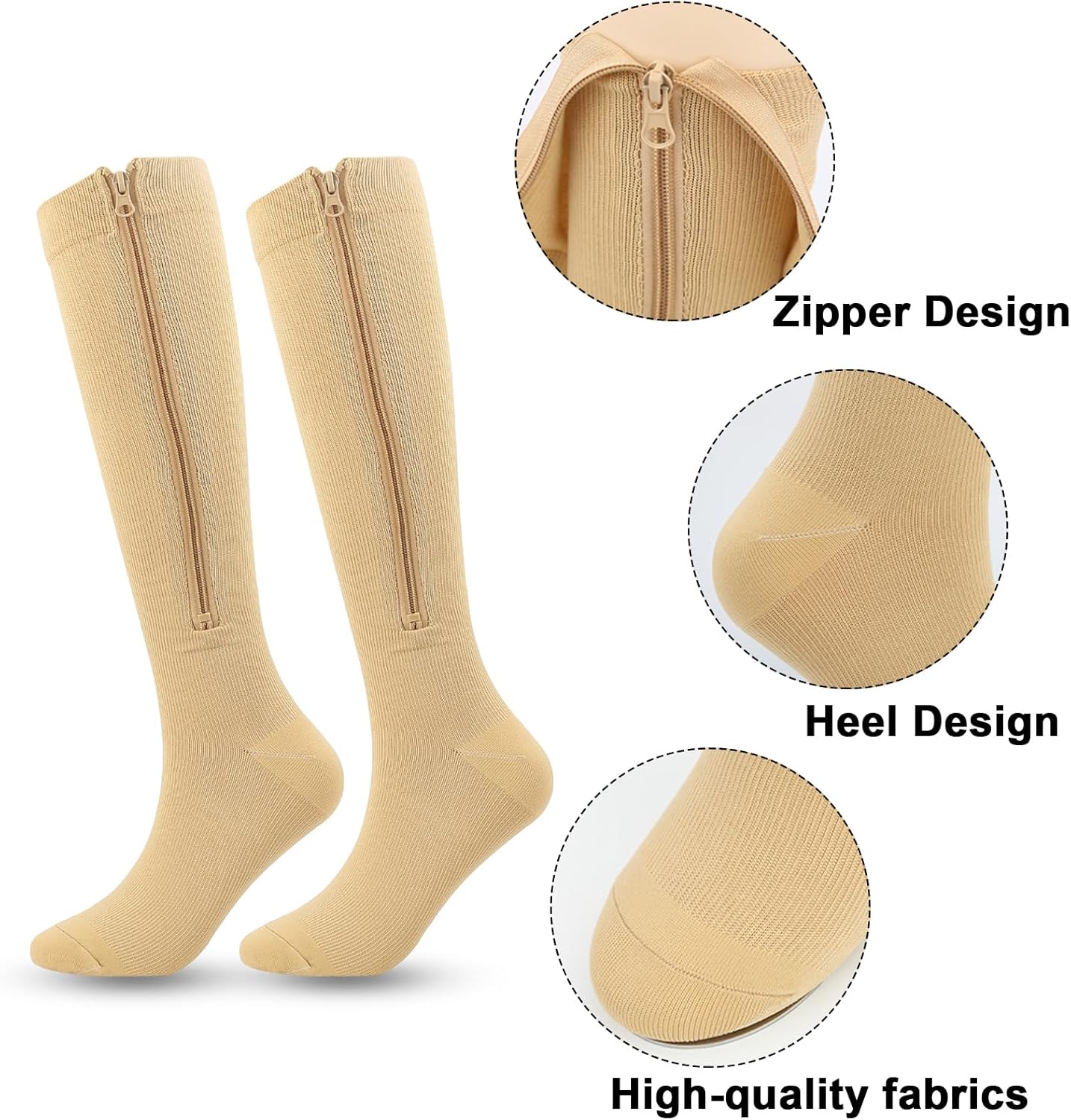 Zipper Compression Socks for Women & Men - 15-20mmhg Open Toe Compression Stockings for Running Cycling - Image 3