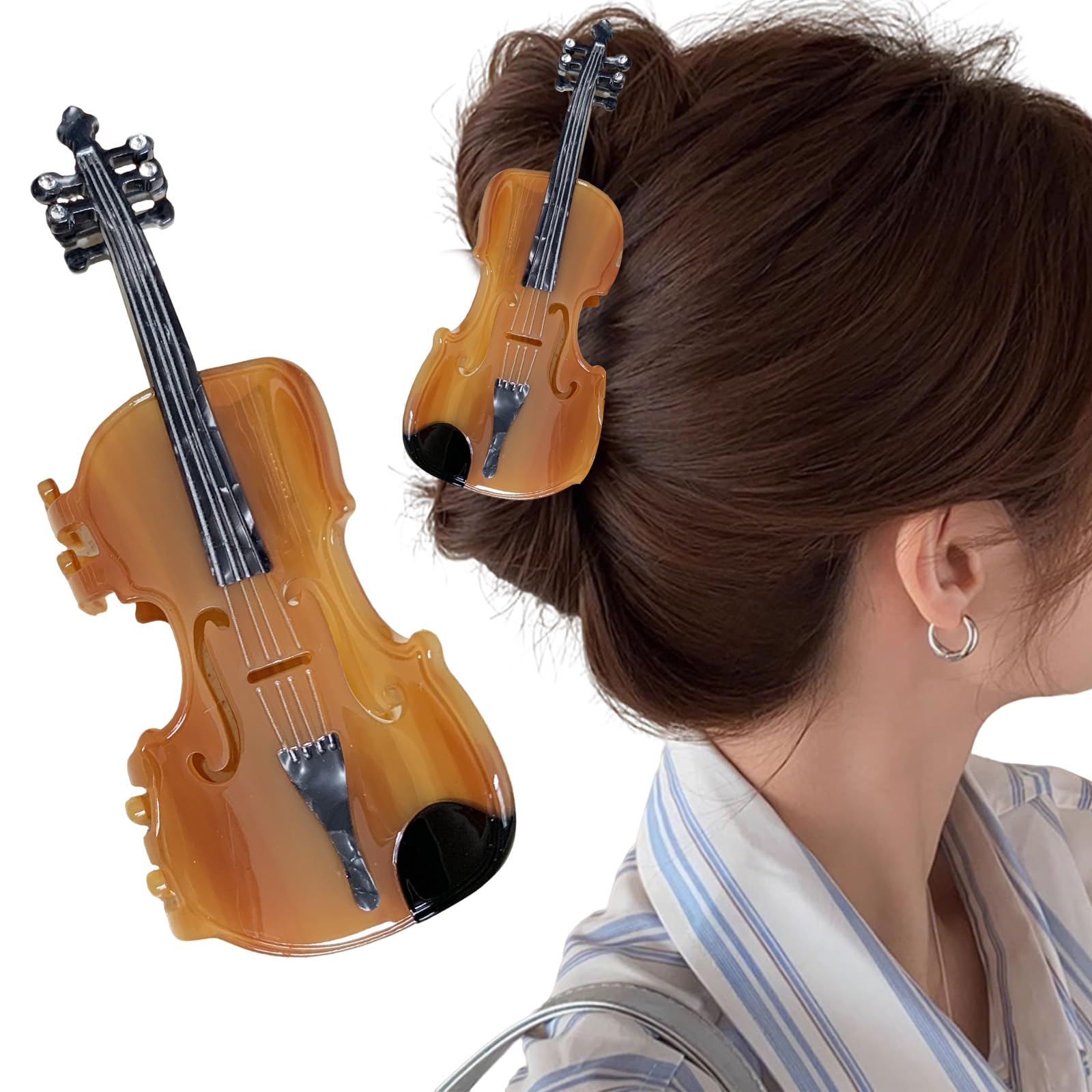 Lot De 2 Barrettes Cheveux Créatives En Forme De Violon Pour Femmes Et Filles - Neuf Avec étiquettes
