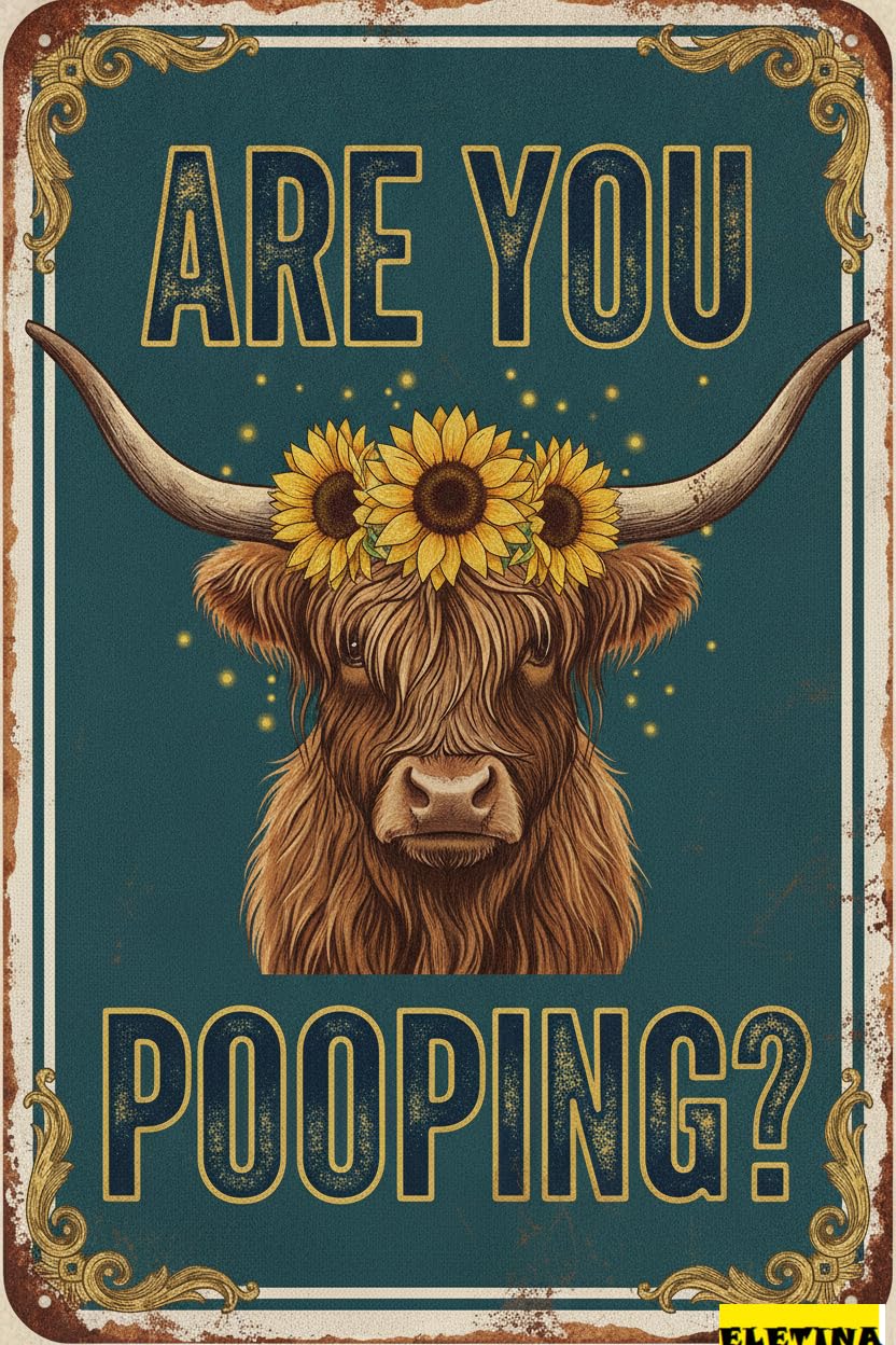 Personalized Sign for Man Cave Metal Tin Highland Cow Are You Pooping Vintage Metal S Retro Aluminum Tin Room Garden Door Home Bar Cafe Decor 8x12 Inch Private Property Decorative