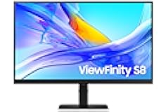 27-Inch ViewFinity S8 (S80UD) 4K UHD High Resolution Monitor with HDR10, USB-C, Height Adjustable Ergonomic Stand, Built-In KVM Switch, Advanced Eye Care, LS27D802UANXGO, 2024