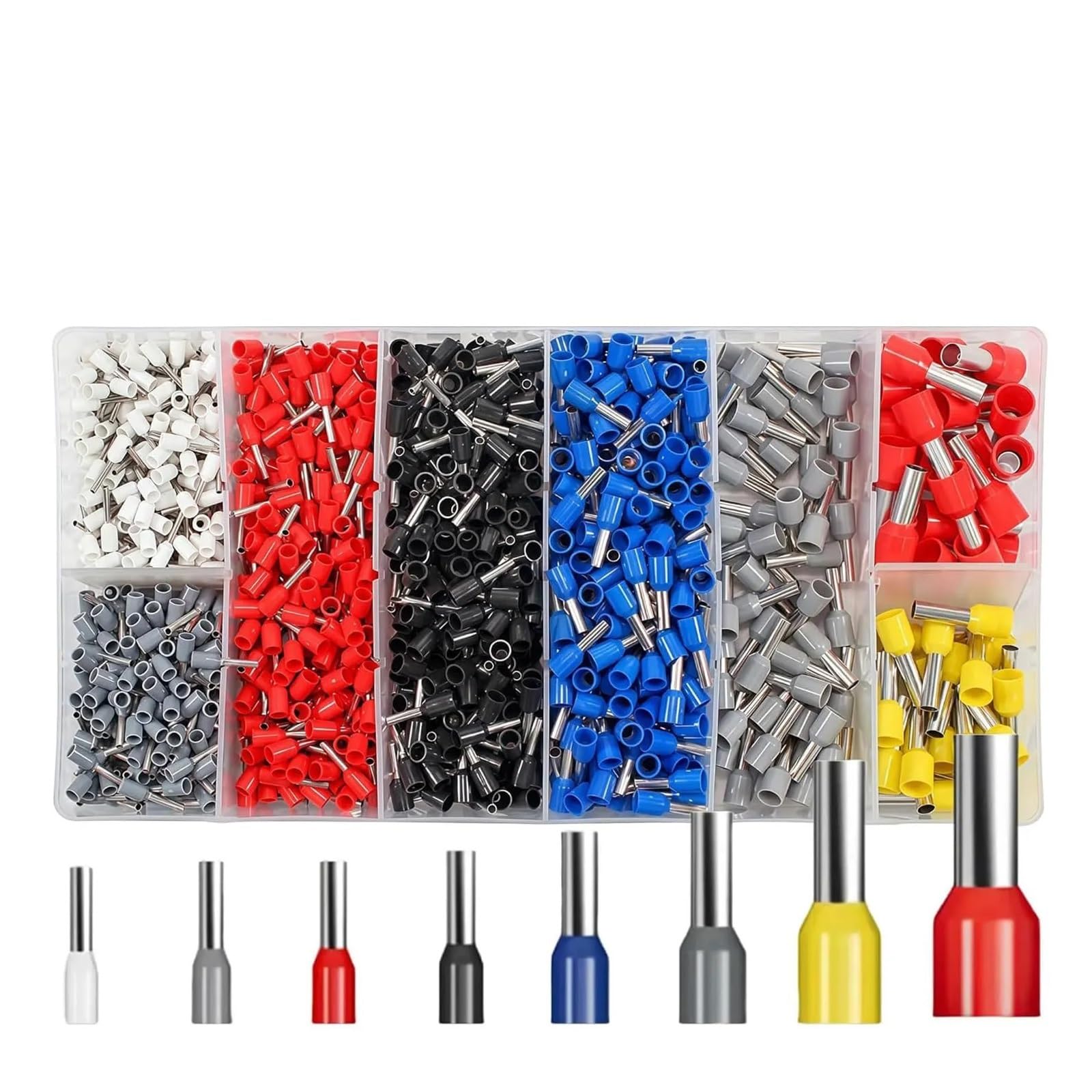 1200PCS Assorted Wire Ferrules Terminals Kit, AWG 22-10 Insulated Copper Crimp Connectors for Electric, Industrial