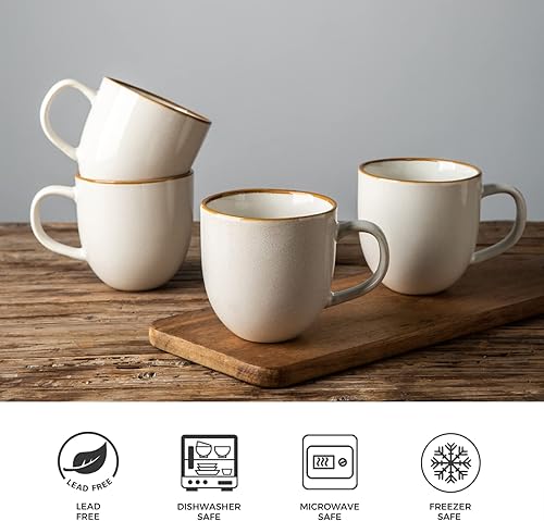 Miniatura 6 de AmorArc Tazas de café de 12 onzas, juego de 6 tazas de café de cerámica para hombre, mujer, papá, mamá, tazas de café modernas con asa para café con