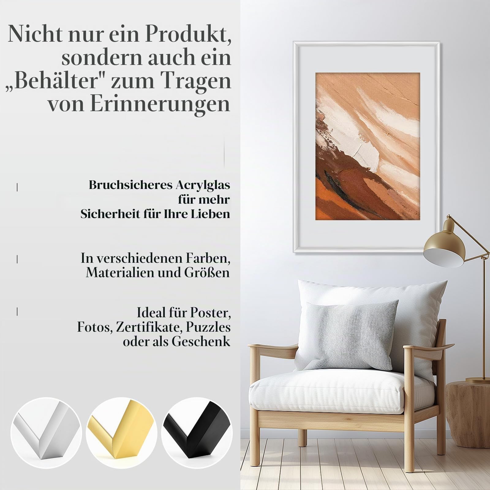 2x Bilderrahmen A2 42x59.4cm | Metall Aluminium,Silber mat,Passepartout 30X42cm,Picture Frame 42x60cm mit bruchsicherem Acrylglas | Nur zur Wandmontage