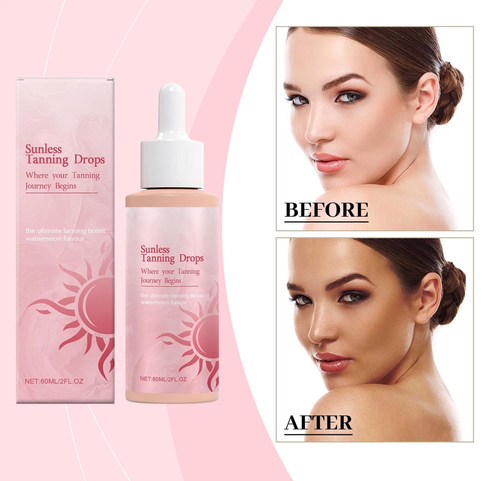 Sunless Bronzing Drops do picia do twarzy - Słoneczny odcień i naturalny kolor, samoopalacz (1 sztuka)