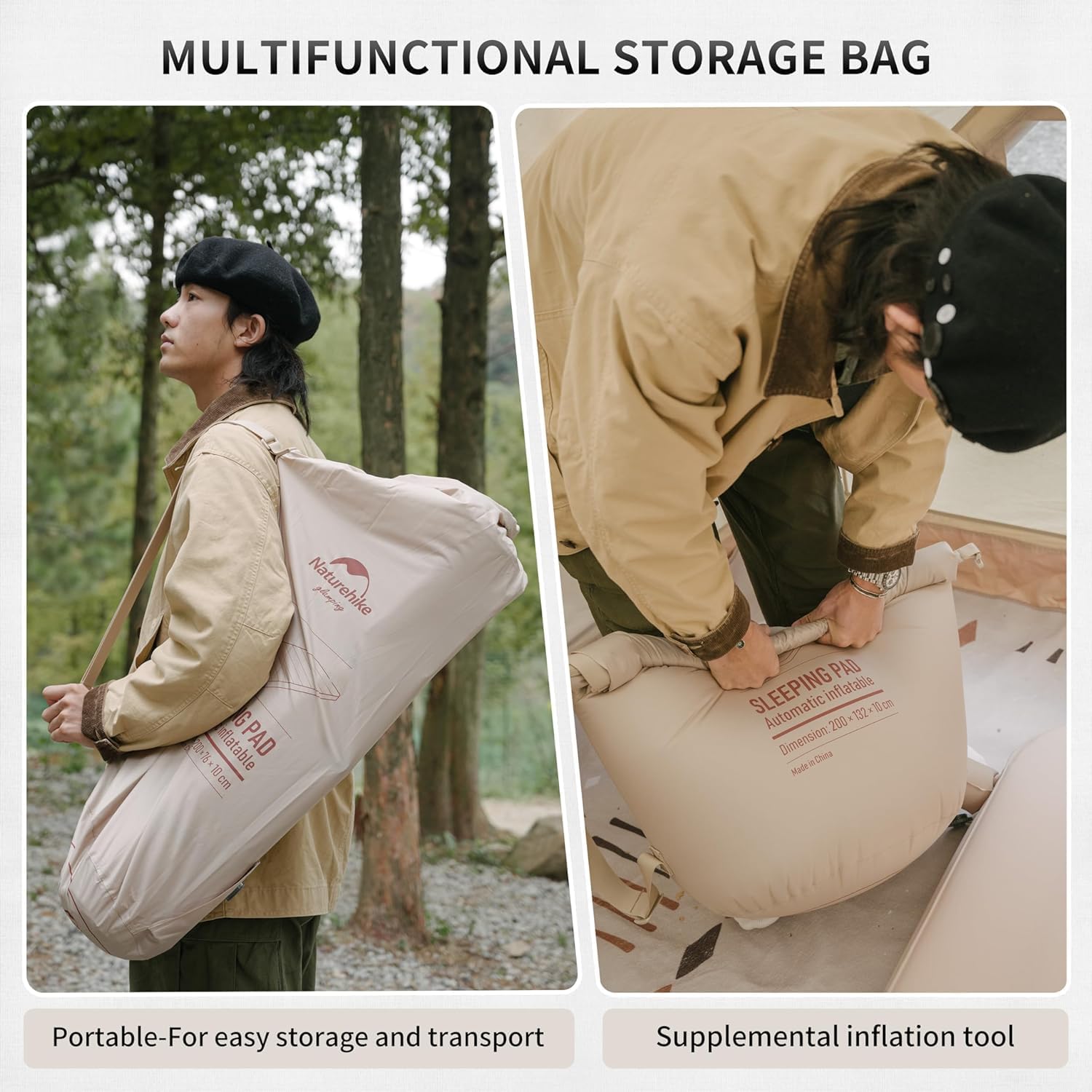Naturehike Camping Air Mattress with Portable Mini Air Pump Inflatable Mattress for Home, Outdoor Camping Double