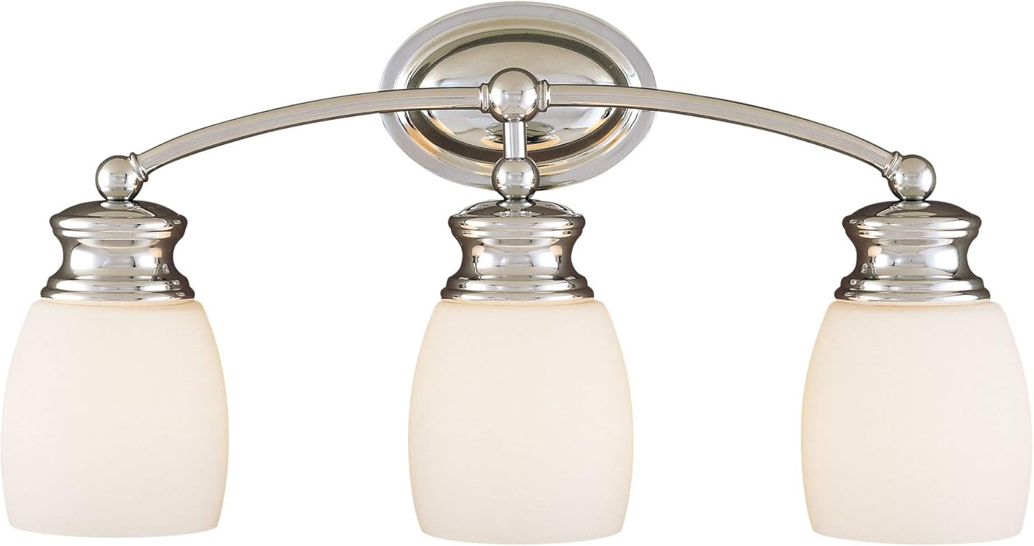 Savoy House 8-9127-3-11 3 Light Bath Bar-Transitional Style with Farmhouse and Contemporary Inspirations-11 inches Tall by 20.5 inches Wide, Polished Chrome Finish with Frosted Opal Glass