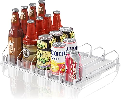 Miniatura 9 de Organizador de bebidas para mini refrigerador, 12 onzas, 16 onzas, 20 onzas, dispensador de latas de soda para refrigerador, ancho ajustable,