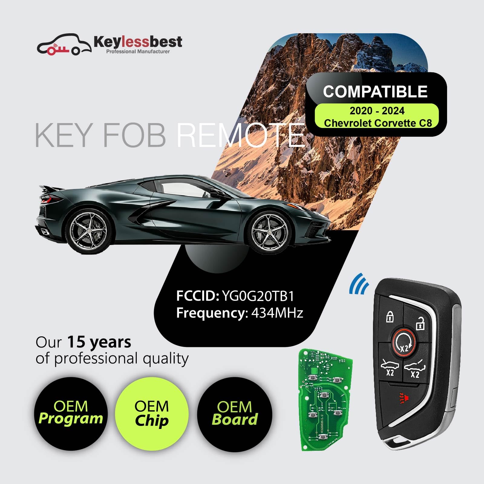 Amazon.co.jp: Keylessbest 交換用 2020 - 2024 シボレー コルベット