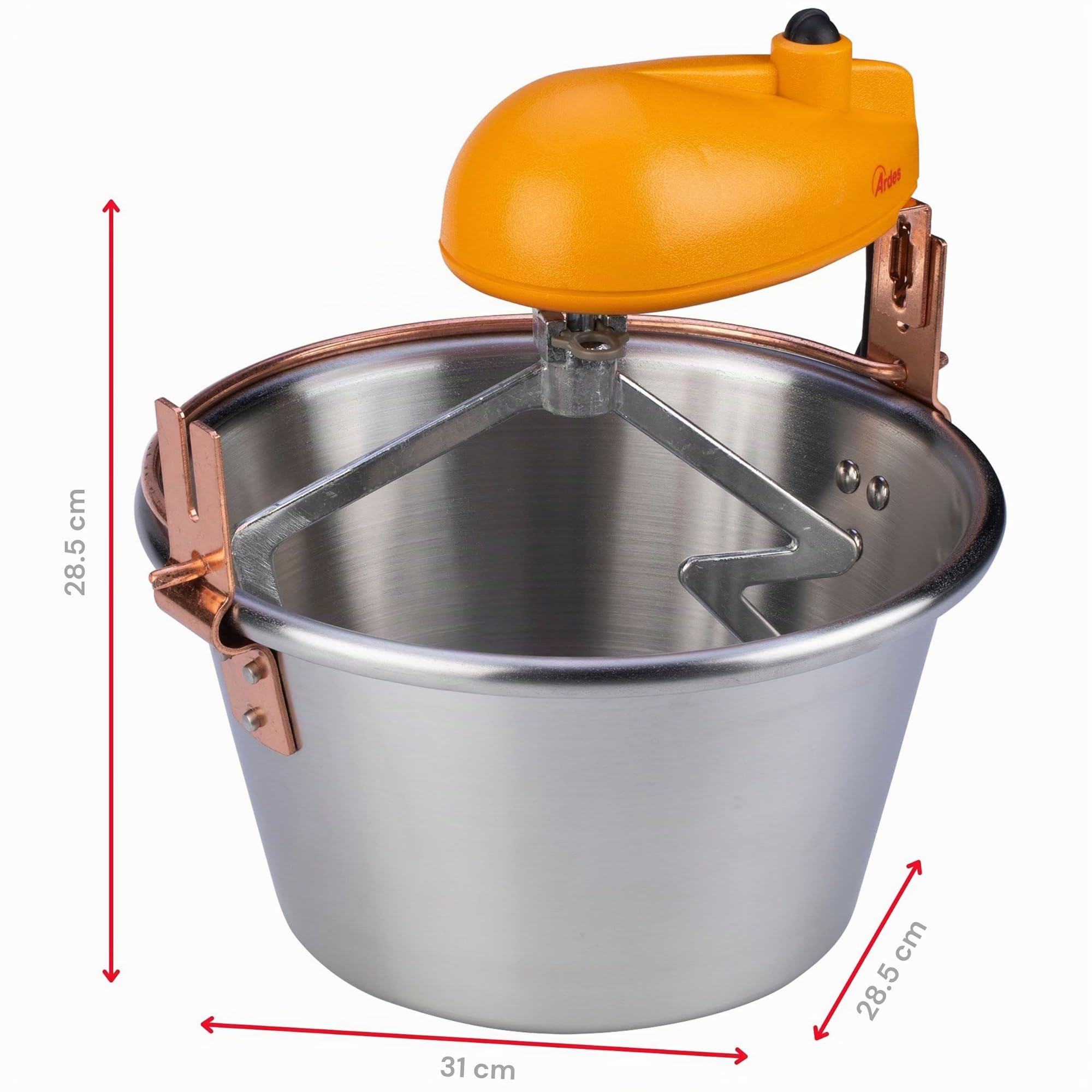 ARDES - AR24AM81 Chaudron Acier INOX Diamètre 28cm Mélangeur Polenta Confiture, Ardes Chaudron pour Foyer à Induction, Mélangeur avec Moteur Électrique, Raccord à Baïonnette Facile à Nettoyer