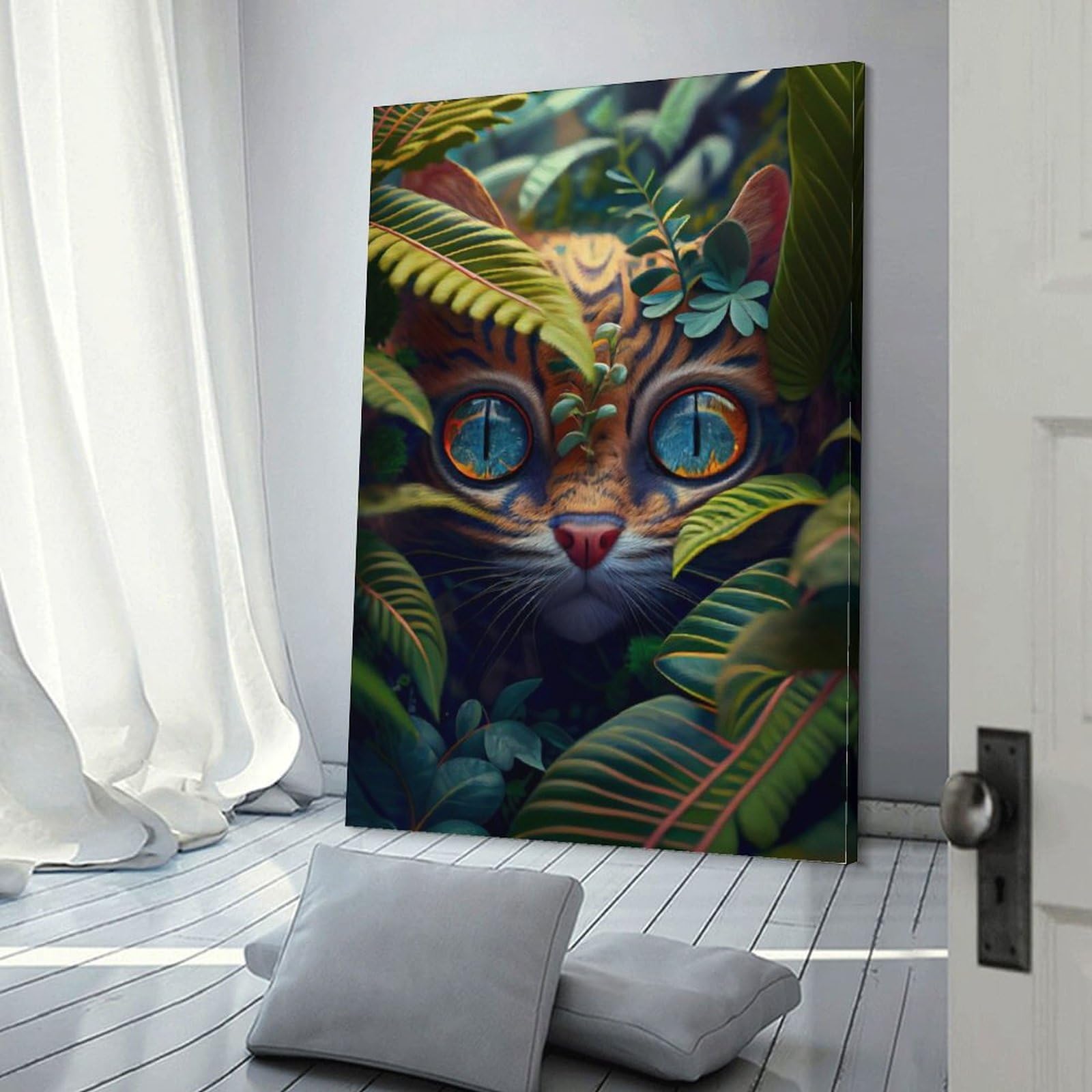 Décoration murale 3D chat mignon pour égayer un mur blanc triste 30x45