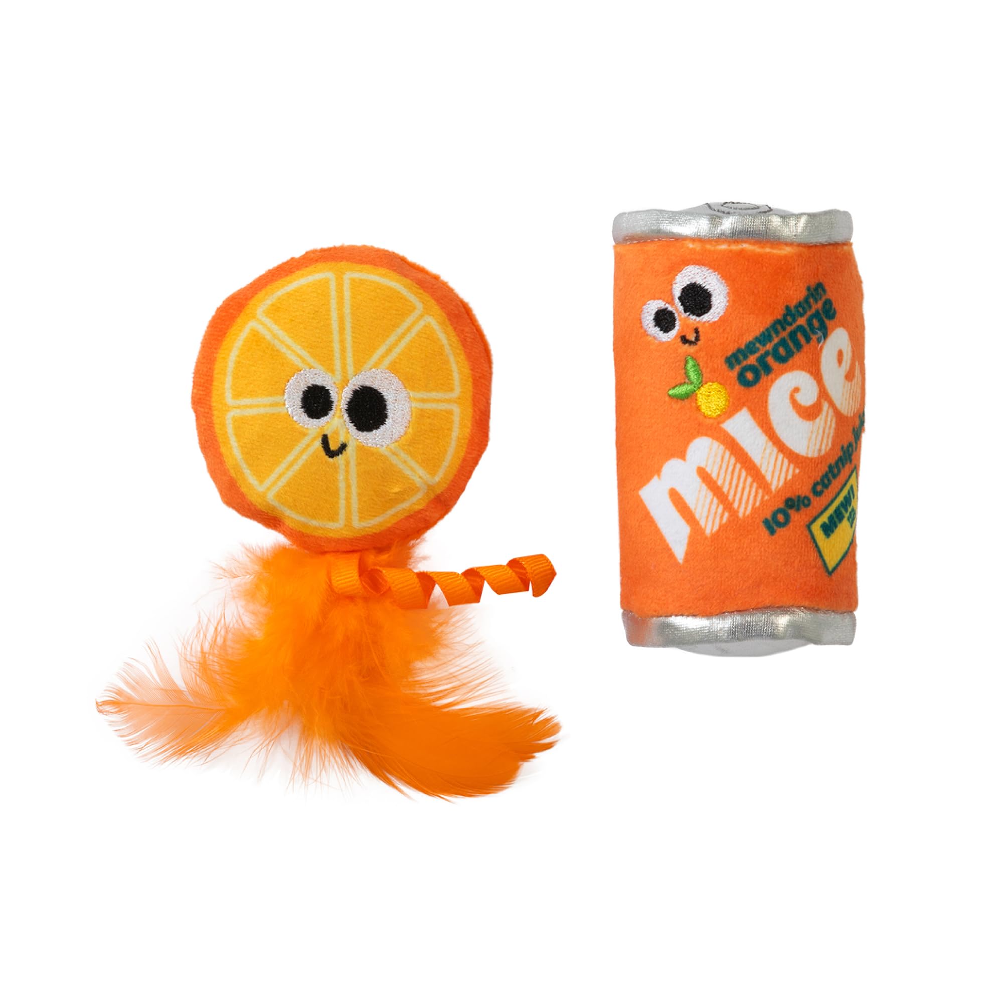 Mad Cat Orange Mice Soda Catnip + silvervine cat Toy 2 Pack, for Cats of All Ages