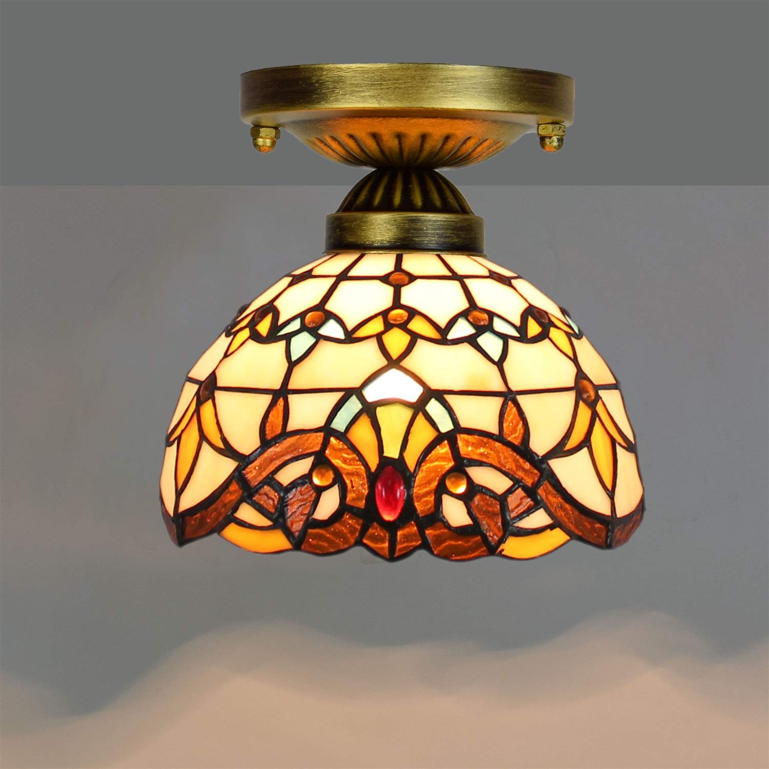 Illuminazione da soffitto con vetri Tiffany da 20,3 cm per corridoio, balcone, luce gialla piccola
