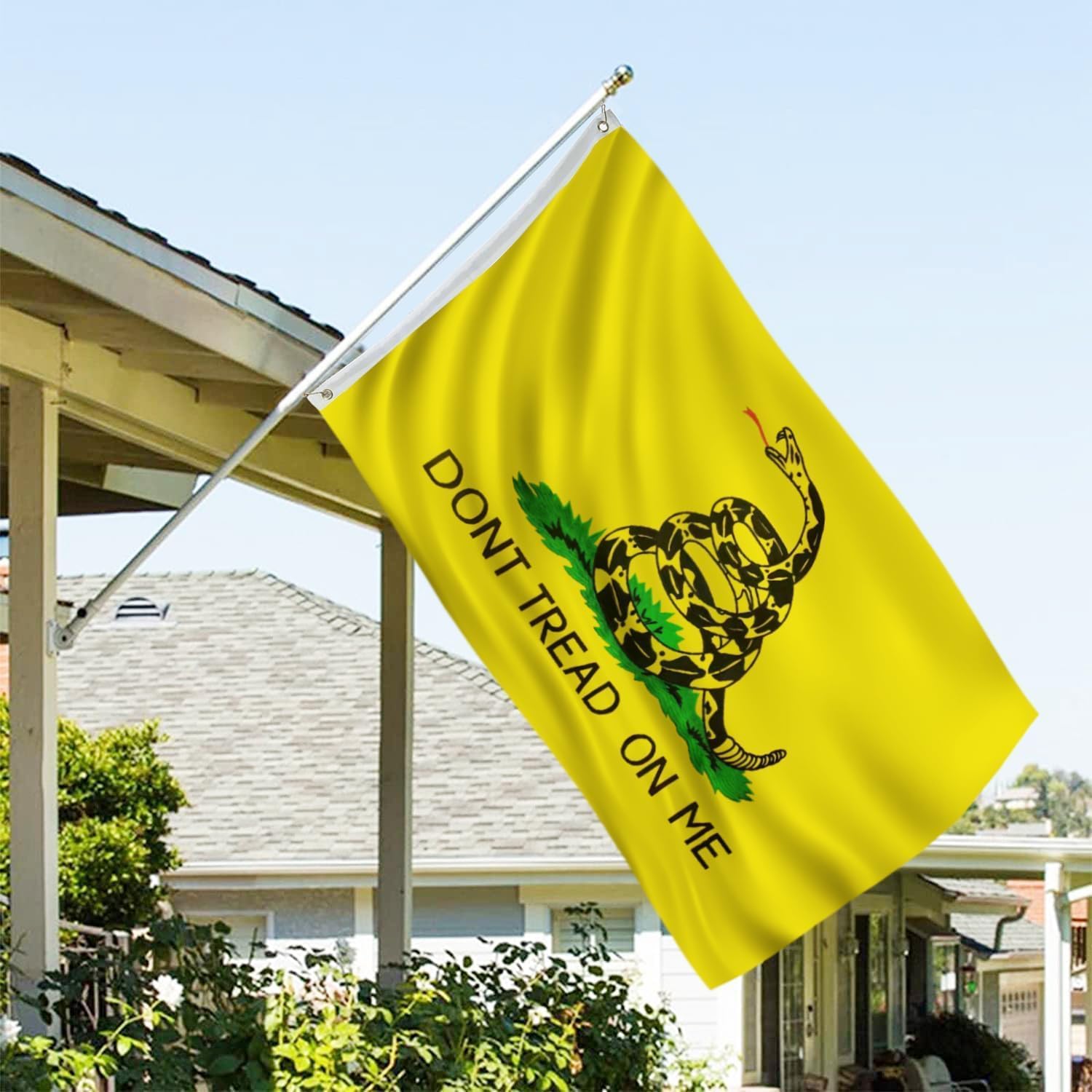 Embroidered Gadsden Flag 4x6 Dont Tread On Me Flag Outdoor Heavy Duty 340D Polyester Material with 2 Metal Grommets 4 Rows of Stitching Tea Party Rattlesnake Flags
