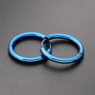 1 par de Aros de Acero quirúrgico para tabique Nasal, hélice, Trago, Piercing, Color Azul, 2,5 x 18 mm