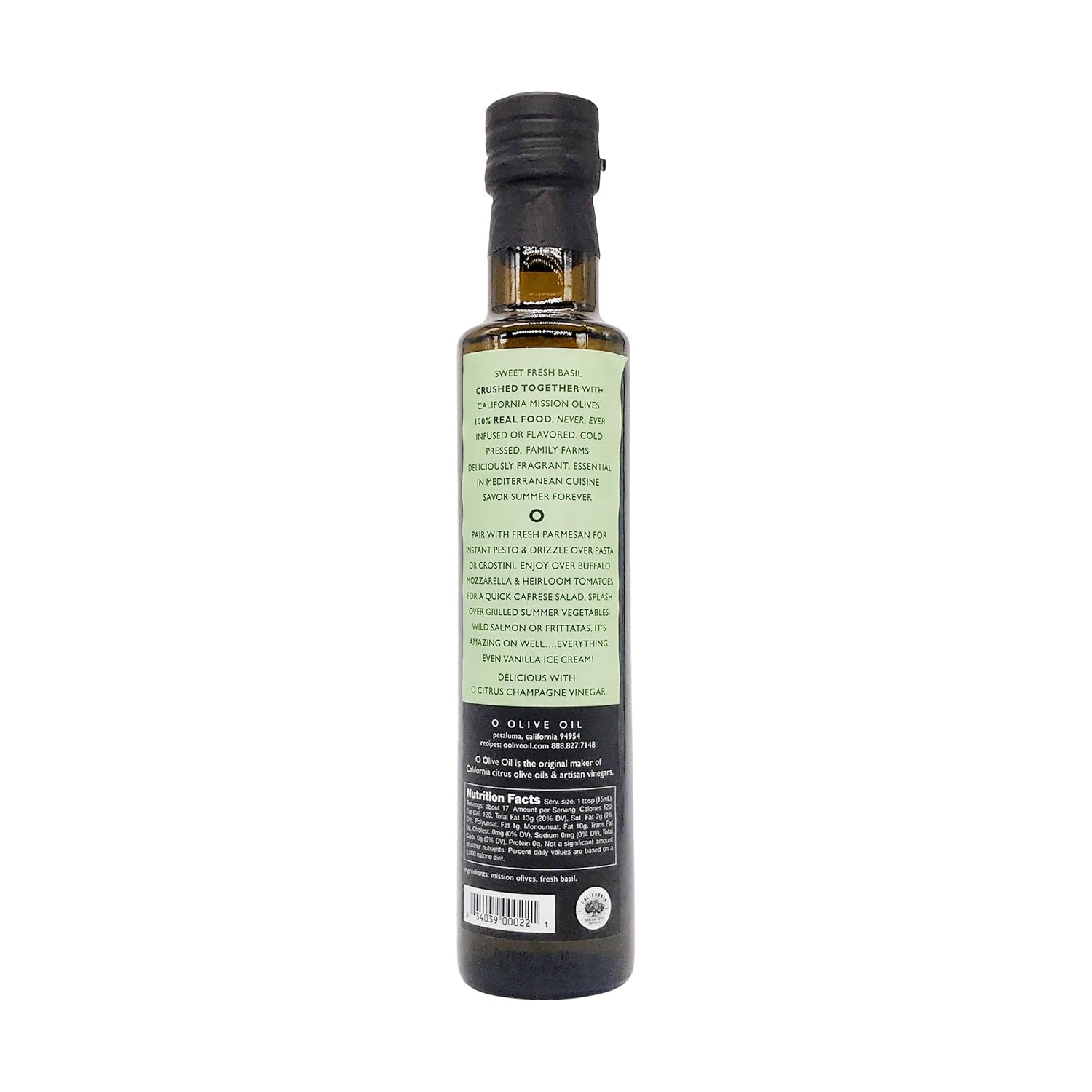 O OLIVE OIL & VINEGAR Fresh Basil Olive Oil, 8.45 Fluid Ounce (Pack of 6)