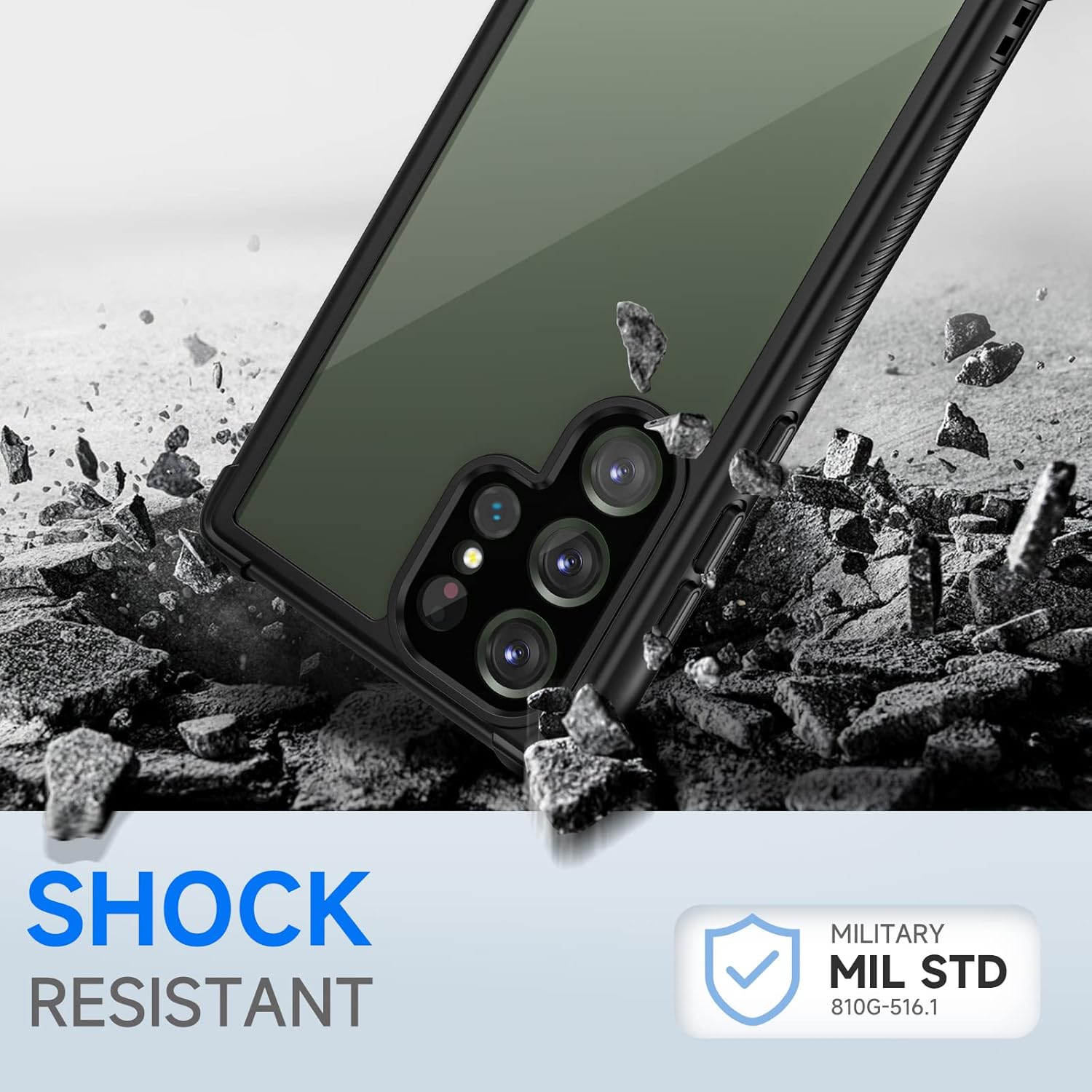 seacosmo Designed for Samsung Galaxy S23 Ultra Case, Full Body Shockproof Cover, with Built-in Screen Protector Slim Fit Protective Case for S23 Ultra 6.8", Black - Image 3