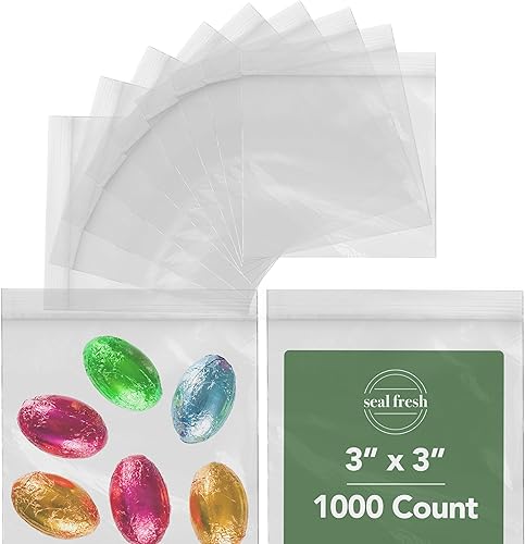 Bolsas con cierre de cremallera, 3 x 3 pulgadas (1000 unidades), 2 mil, bolsas de plástico transparente que se pueden volver a cerrar con cierre
