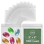 Seal Fresh 3 x 3 Inch Resealable Plastic Bags 1000 Pack - Clear Reclosable Mini Bags with Zipper Seal for Jewelry, Beads, Small Parts, Crafts, Hardware
