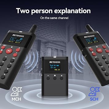 Retekess TT127 Audio Tour Guide Upgrade System, Audio Guide for Tour, 200m, Supports 41 Languages, 16GB Storage, Translation System for Exhibition Gallery (2 Transmitter 38 Receivers)