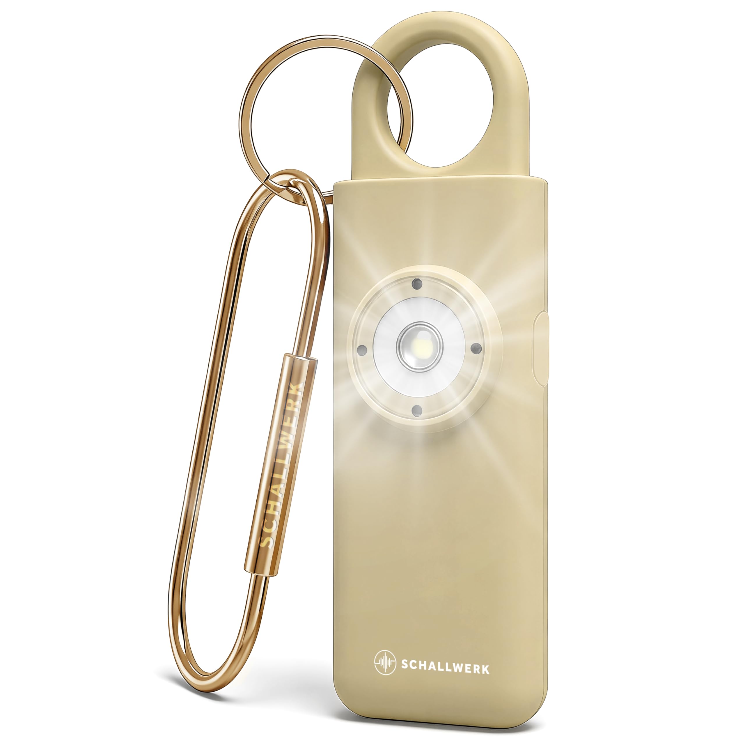 Schallwerk ® Safety+ Taschenalarm für Frauen – Persönlicher Alarm mit LED-Licht – Schrillalarm Schlüsselanhänger für Selbstschutz & Sicherheit unterwegs – laut & kompakt