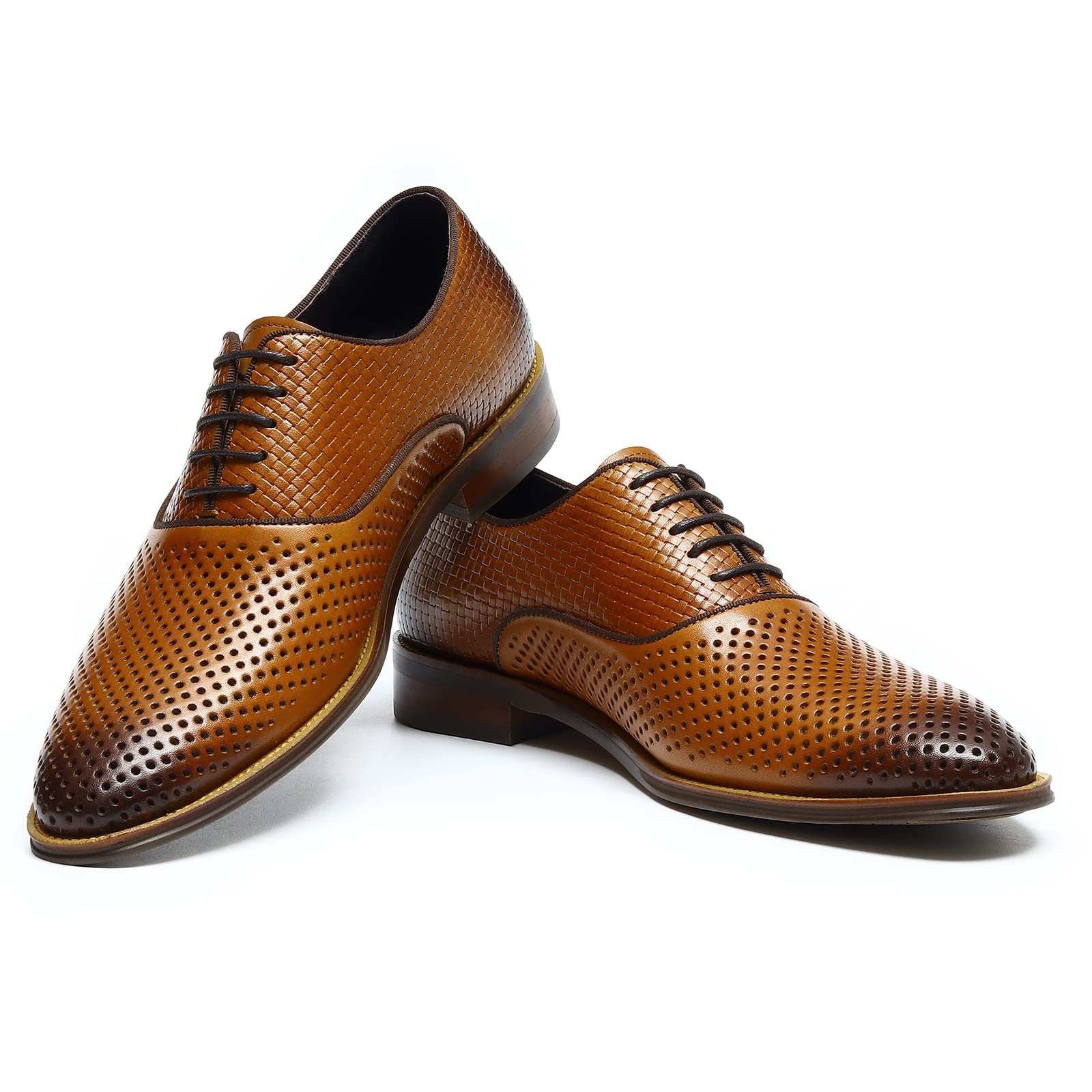 Oxfords Traspiranti Vuote da Uomo Scarpe in Pelle Casual a Rete