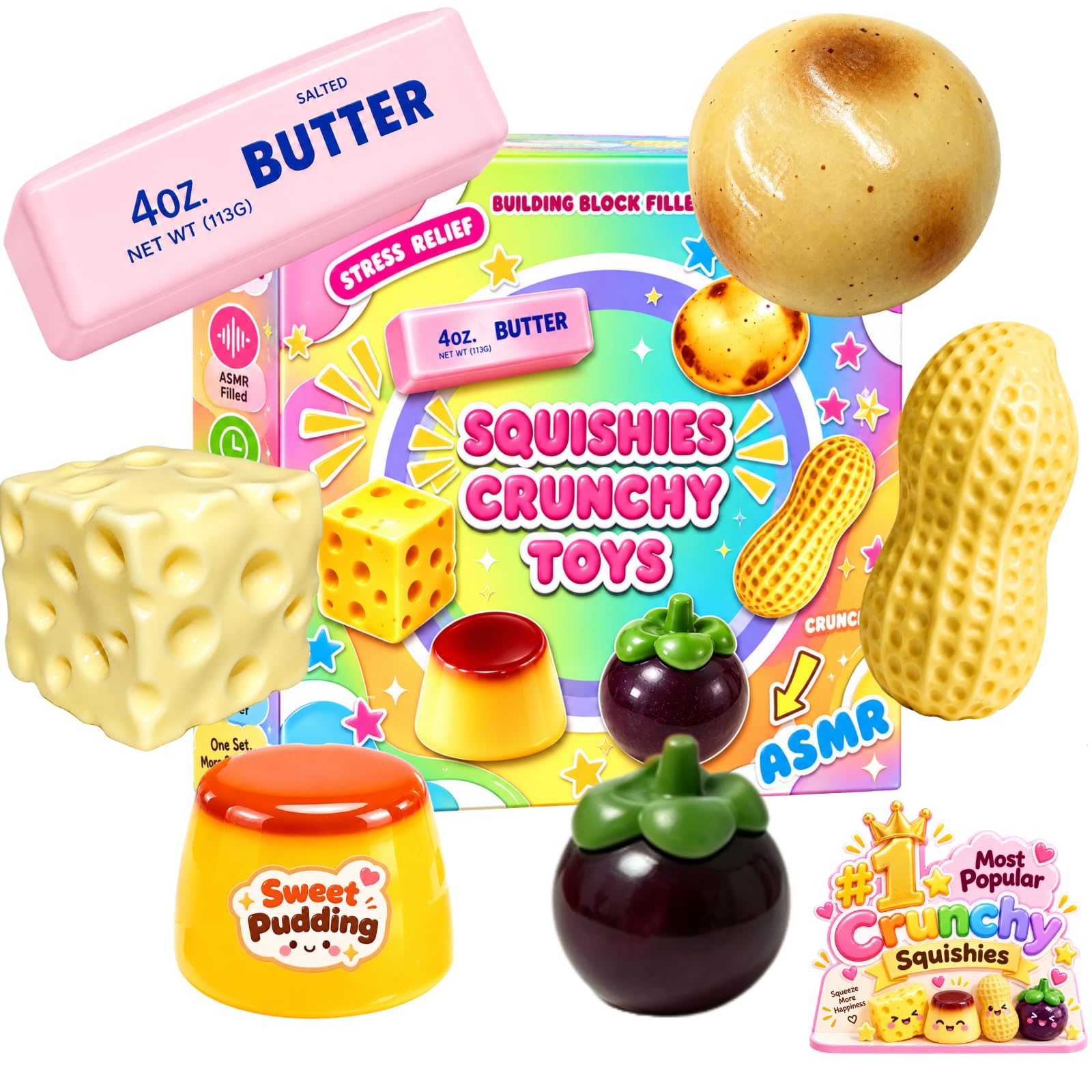 6PCS Crunchy Squishy Box Crunchy Squishies Fun Mystery Set