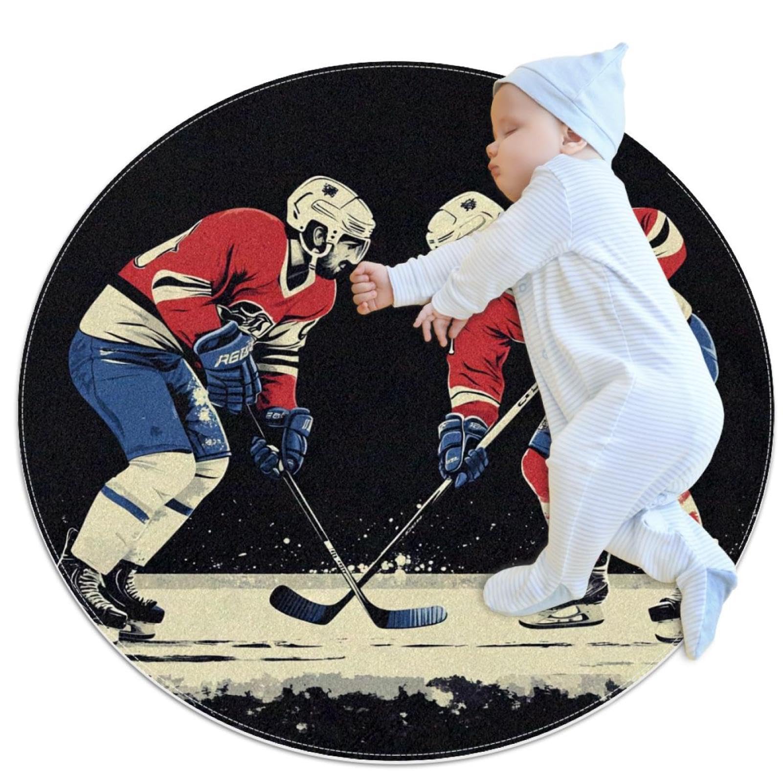 Tapis de salle de bain hockey design rond de qualité pour décoration