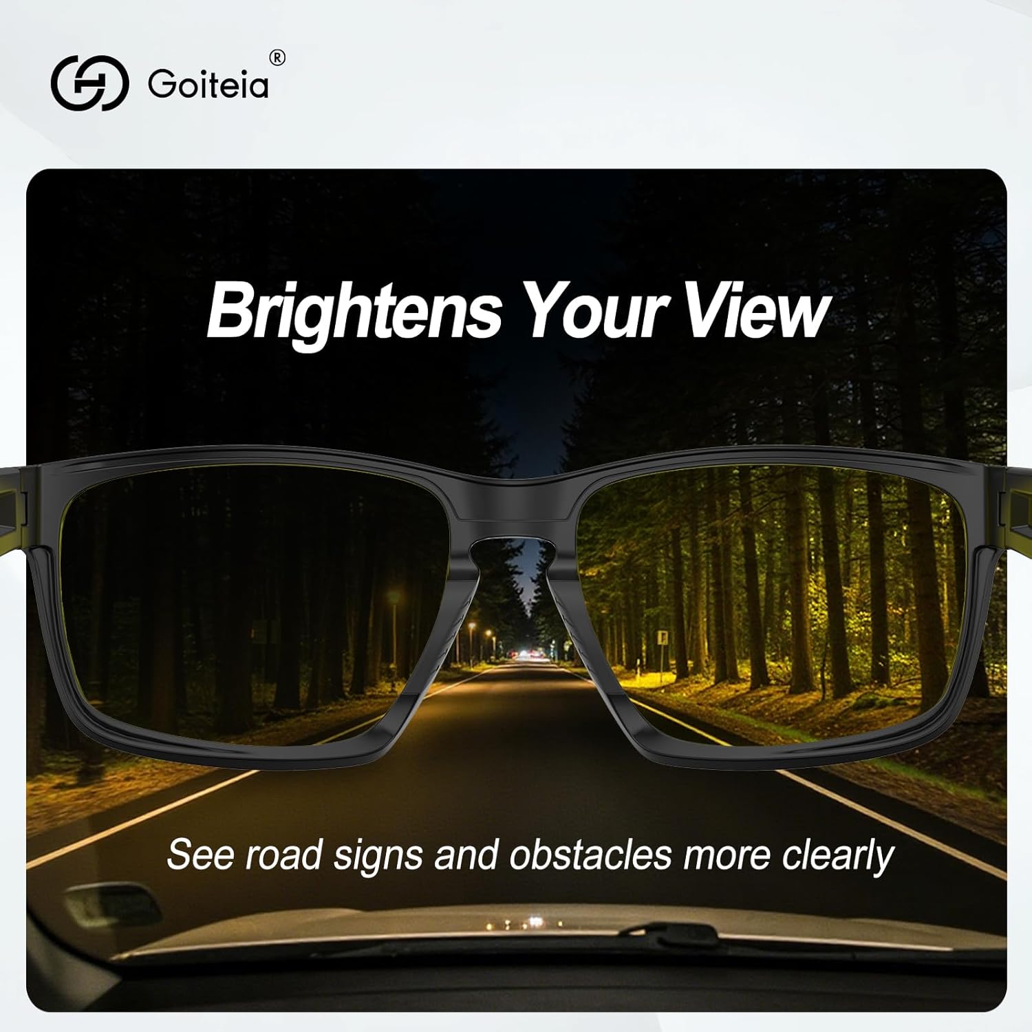 Goiteia Night Driving Glasses for Men Women, Yellow Glasses for Rainy Days, Anti Glare from Front and Rear Headlight - Image 6