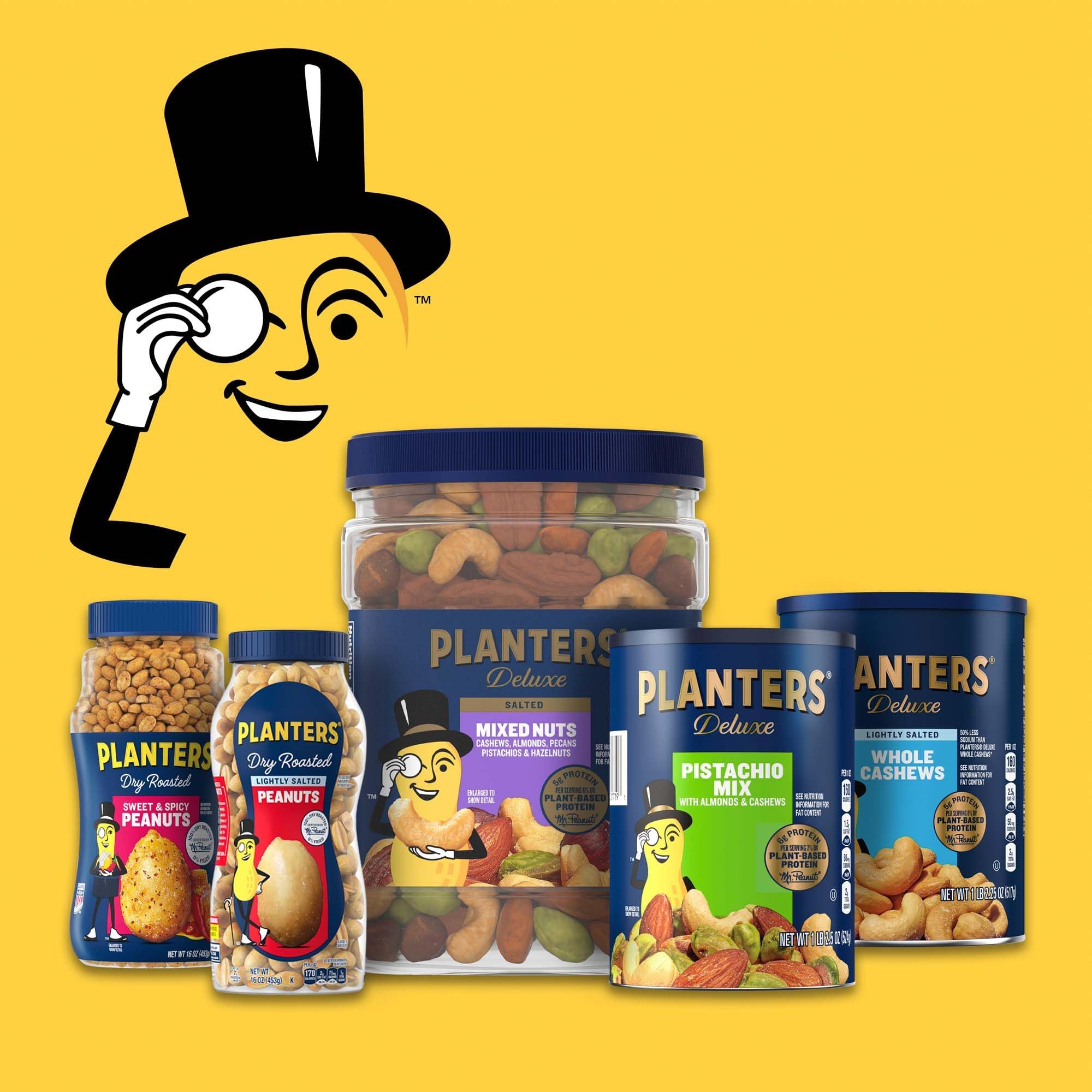 Planters Dry Roasted Bold & Savory Peanuts, Party Snacks, Plant-Based Protein, 16 Oz Jar