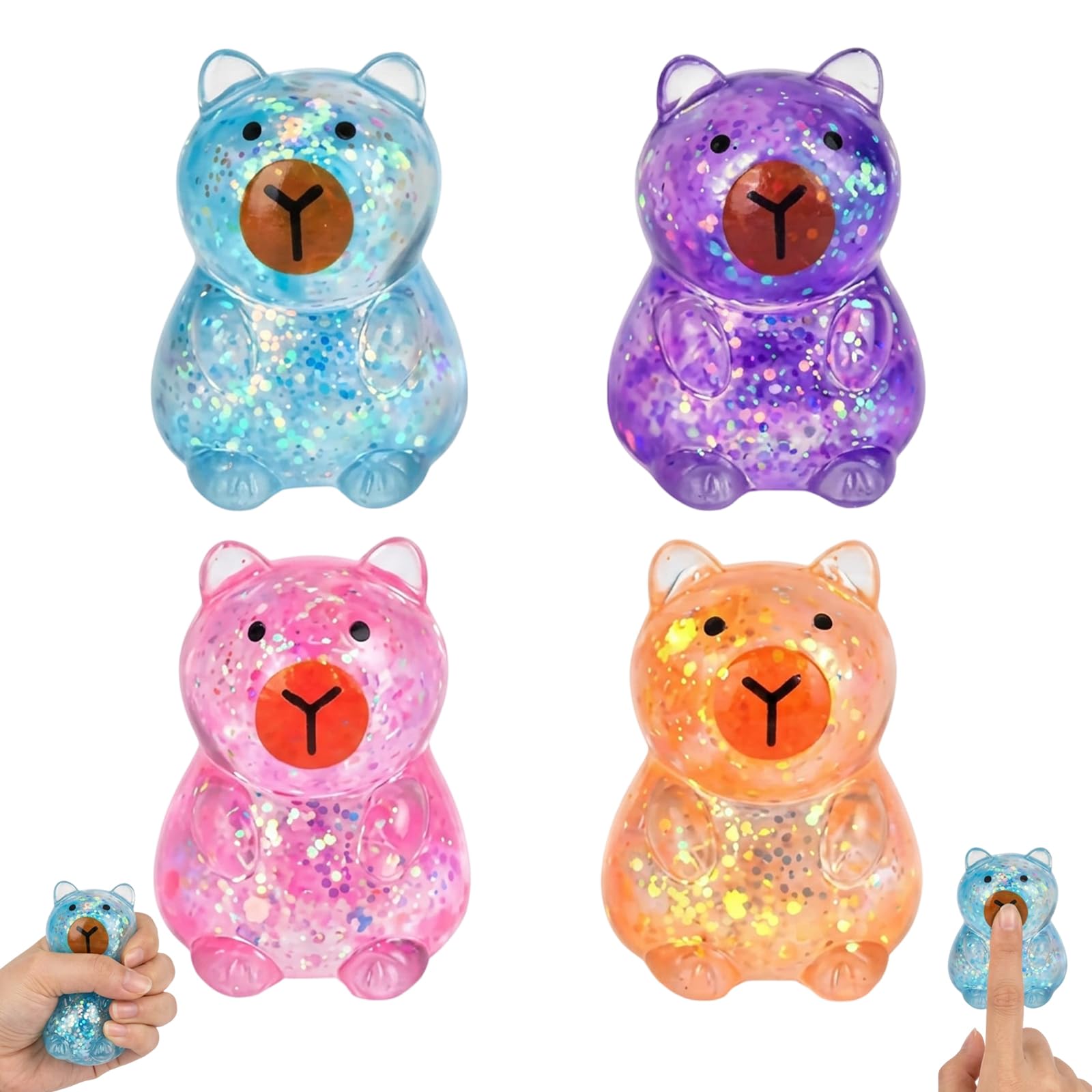 Capybara Squishy, 4Pcs Slow Rising Squishies for Commuting and Study Breaks, Capybara Gifts, Squishy Fidget for Birthday Gifts and Party Favor