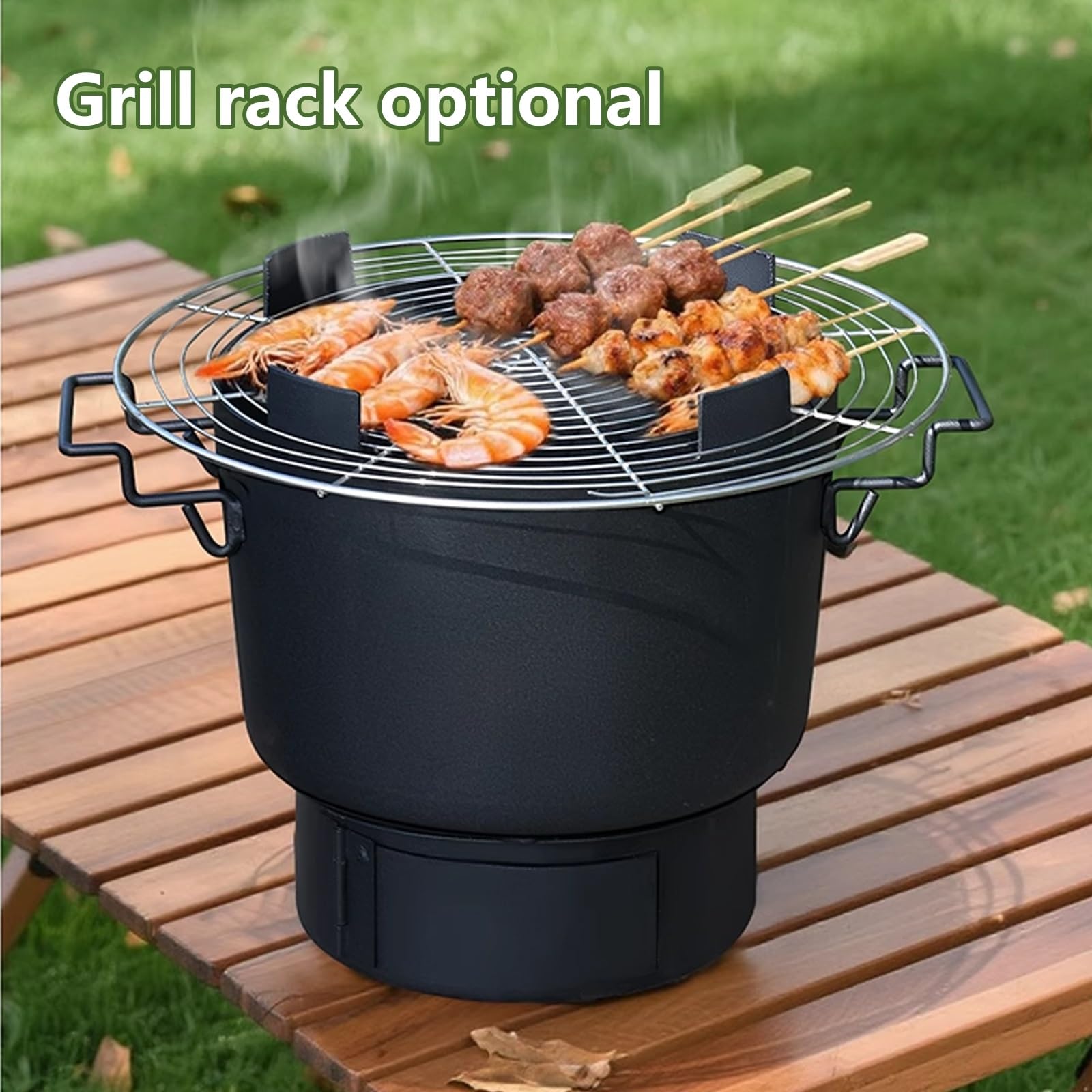 Estufa de Leña Pequeña Camping Fabricado en Hierro con Asa Cocina de Leña Diseño para Recoger Cenizas Ideal para Acampar y Actividades Al Aire Libre(D)
