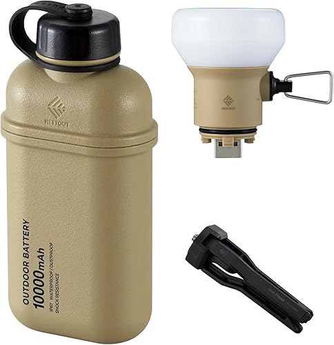 ELECOM NESTOUT - Cargador portátil y lámpara, banco de energĂa de baterĂa para exteriores de 10000 mAh, PD de carga rápida USB-C de 20 W, baterĂa y ELECOM NESTOUT - Cargador portátil y lámpara, banco de energĂa de baterĂa para exteriores de 10000 mAh, PD de carga rápida USB-C de 20 W, baterĂa y