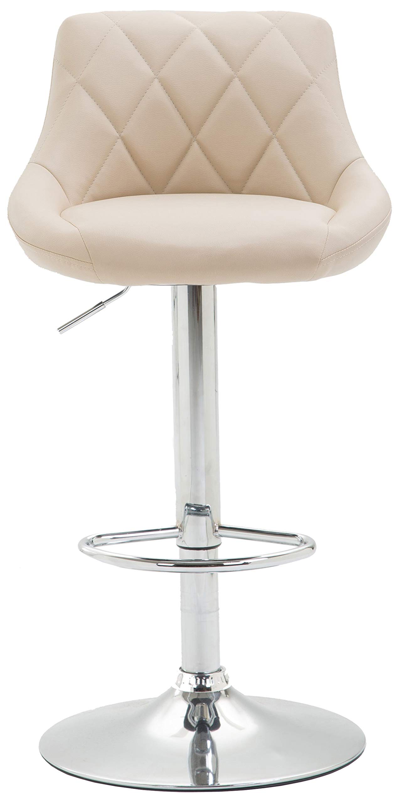Tabouret De Bar Réglable Lazio - Similicuir Crème - Dossier Et Repose-Pieds - Pivotant - Chrome