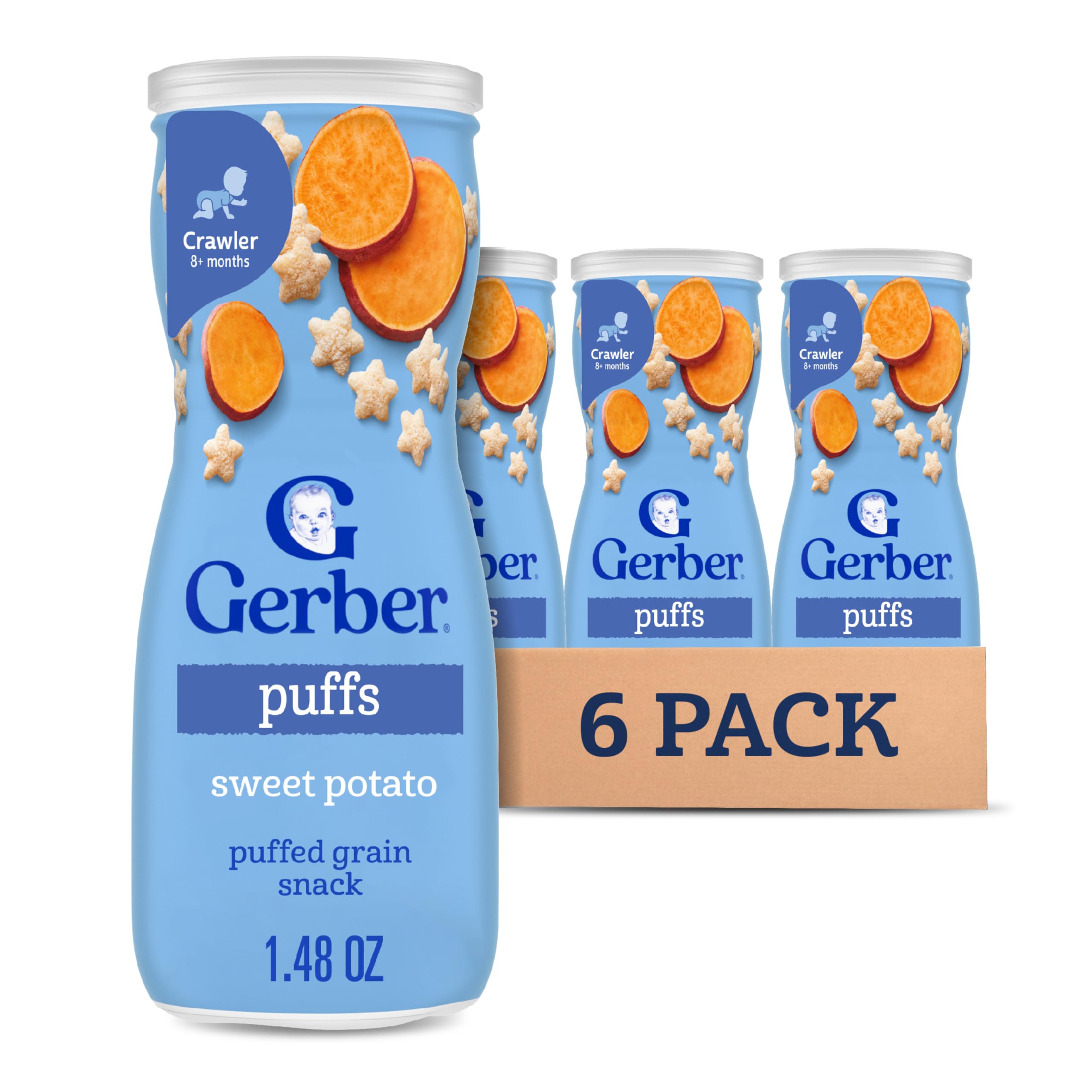 Gerber Baby Snacks Puffs, Sweet Potato, 1.48 Ounce (Pack of 6)