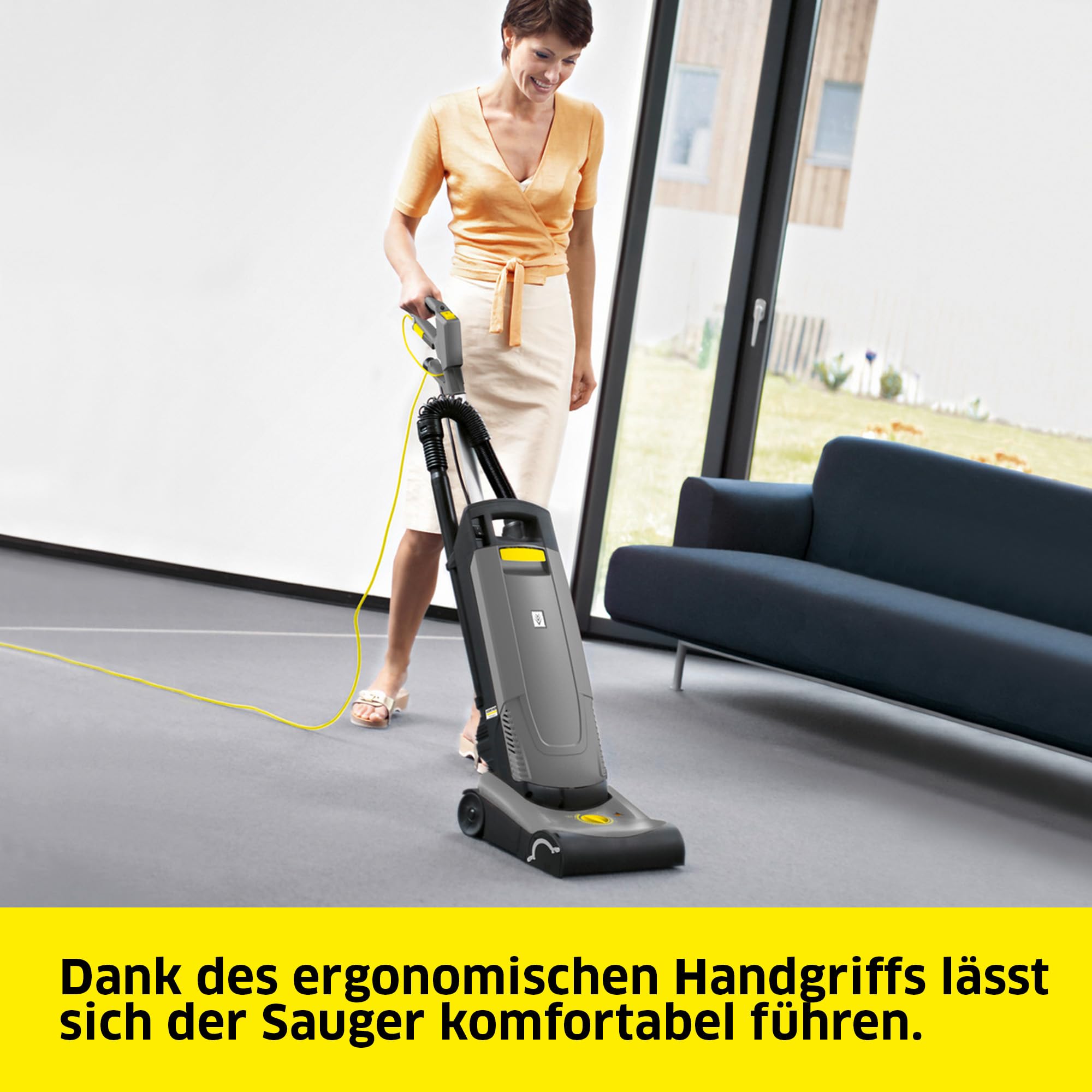 Kärcher CV 30/1 Teppichbürstsauger, Teppichsauger mit 300 mm Arbeitsbreite, für größere Flächen, Fliehkraftkupplung, 3-fach-Filtersystem, steckbares Kabel, werkzeugloser Bürstenwechsel