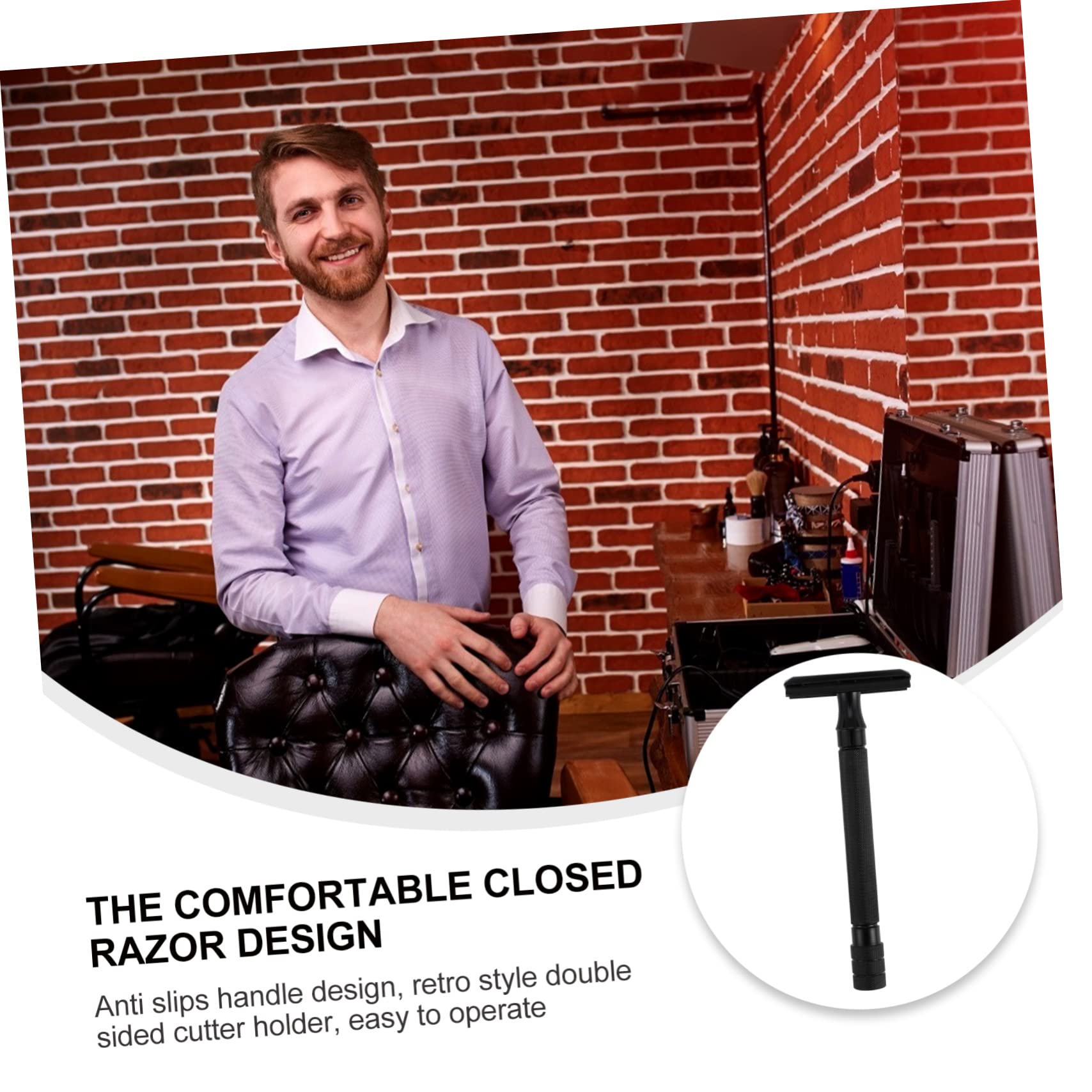 Healeved 2pcs Facial Razor Beard Trimmer Safety Razor Double Blade Reusable Shaving Tool for Men Women