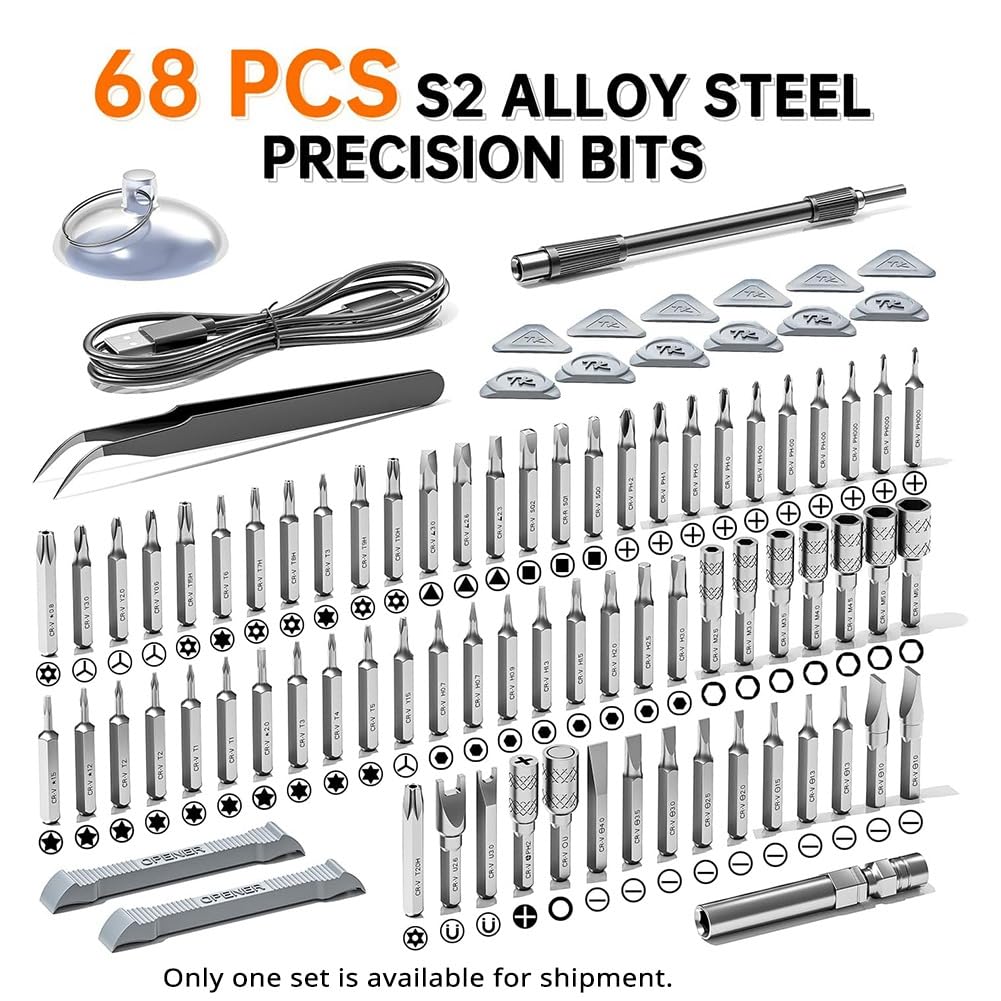 Juego de Destornilladores Eléctricos de Precisión, 88 Puntas Magnéticas en 1, Kit de Herramientas de Reparación para PC y Control Remoto.