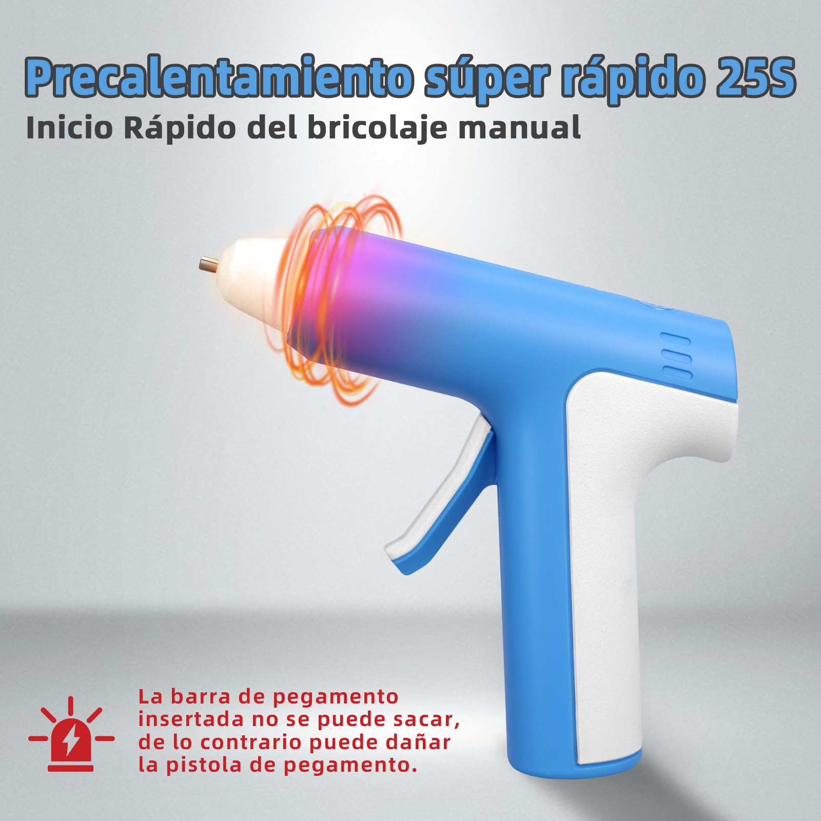 Pistola de Pegamento Caliente Inalámbrica con 20 Barras de Silicona, Calentamiento Rápido de 25S, Batería Recargable 2000mAh Type-C, Apagado inteligente, para Arte, Artesanía, DIY, Azul
