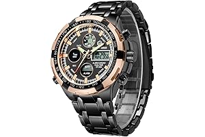 Luxury Two-tone Stainless Steel Analog/Digital Sports Watch for Men