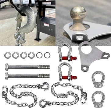 RULLINE Trailer Ultimate Connection Safety Chains Kit - 5th Wheel Ultimate Connection Safety Chains Plate Towing Accessories with 1/2in Shackles