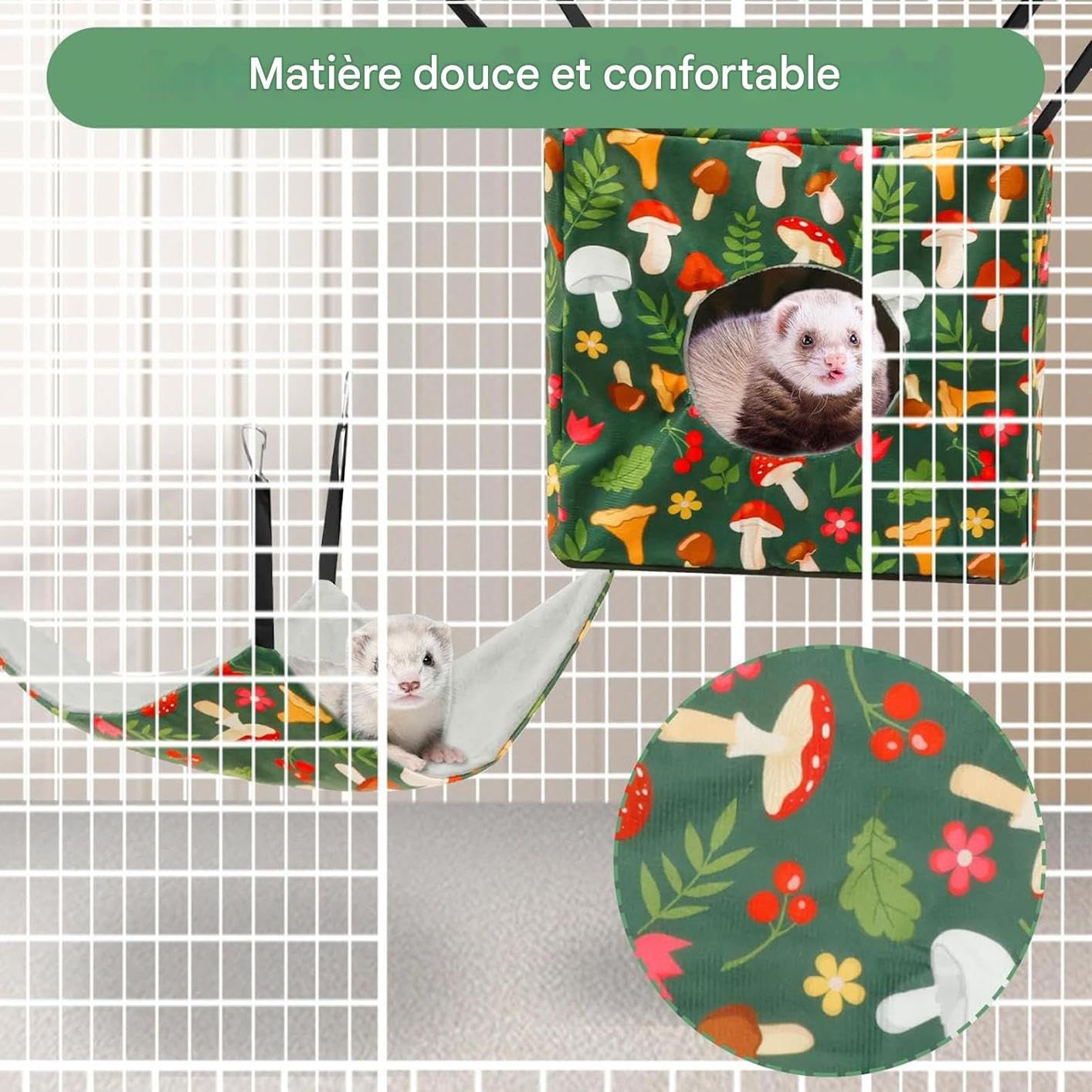 Hamac pour Hamster De Cage - 4 Pièces Hamac Tunnel Perméable À L'Air pour Furet - Lavable, Accessoires de Cage pour Hamsters Furets Chinchillas