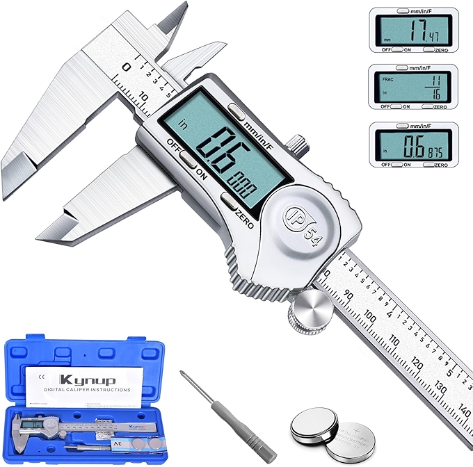 Kynup Digital Caliper - 6 Inch Stainless Steel Measuring Tool with LCD Screen