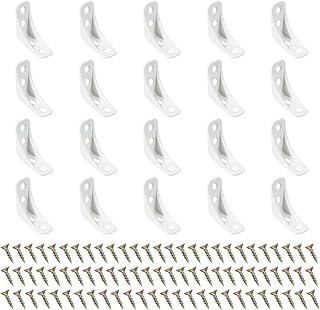 PATIKIL Plastic Corner Braces 1.54x1.54x0.63, 20 Pack L-Shape Bracket Right Angle Board Holder Shelf Support with Screws for Fixing Drawer Wood Shelves Cabinet Frame, White