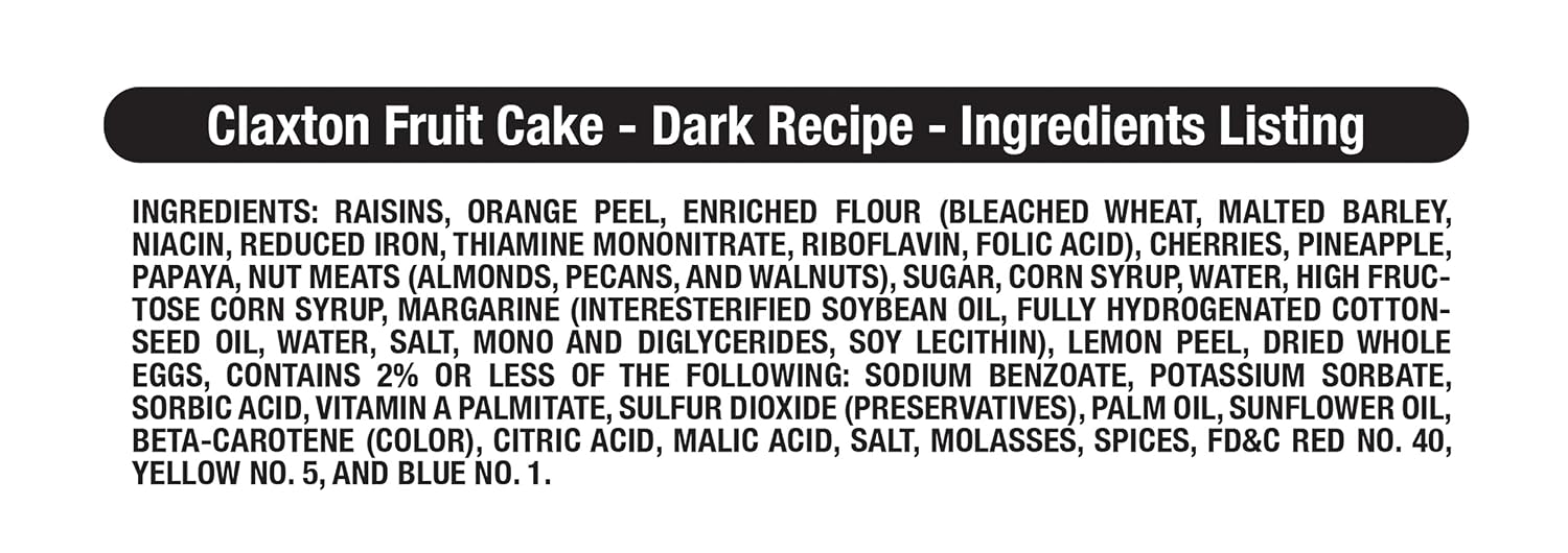 Claxton Fruit Cake - 2-1 Lb. DARK Recipe - Each Cake Individually Wrapped For Freshness